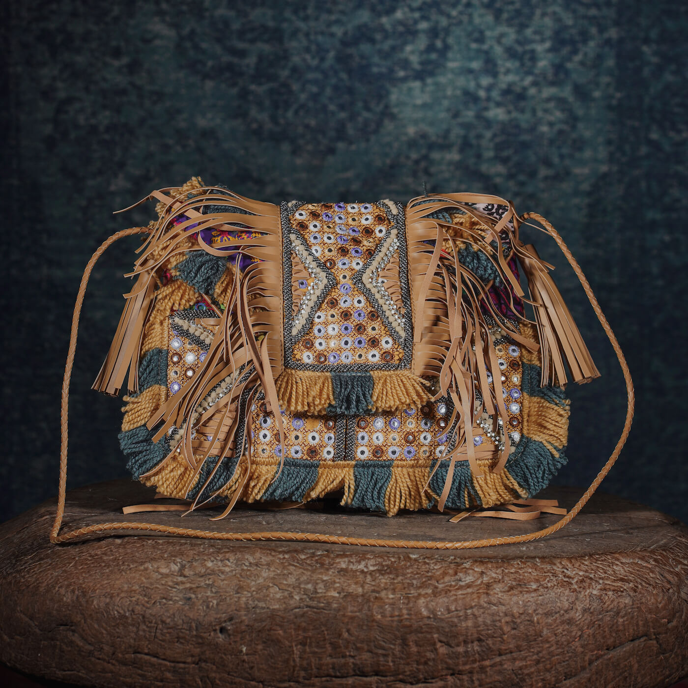 Beige Fringe Clutch 003