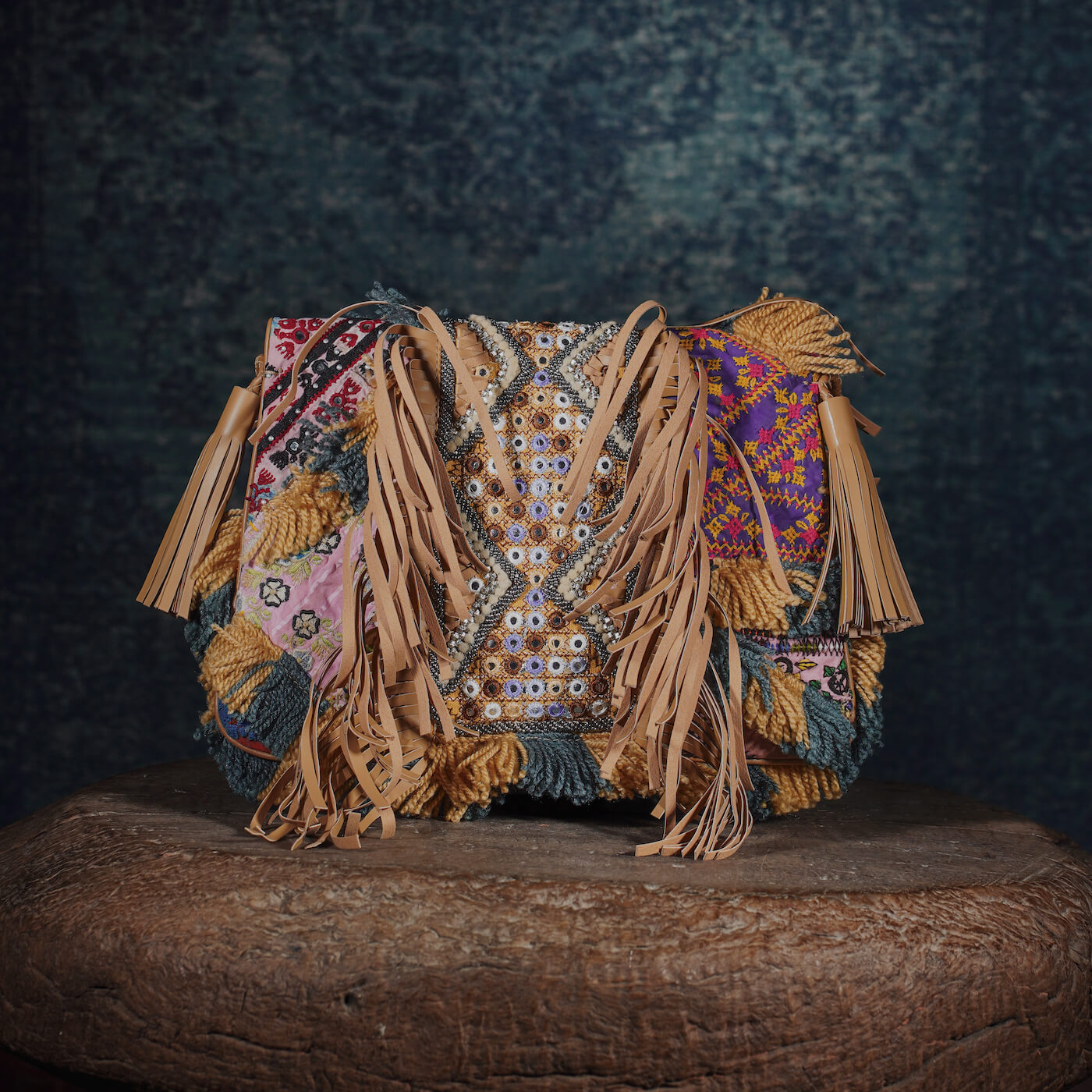 Beige Fringe Clutch 003