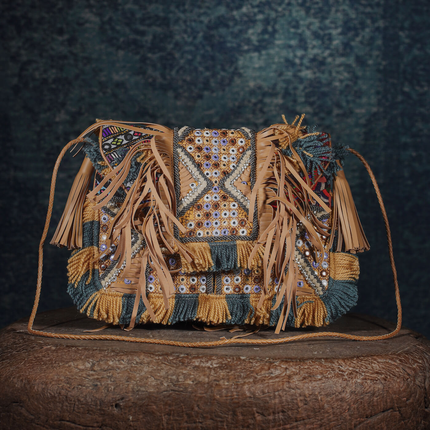 Beige Fringe Clutch 004
