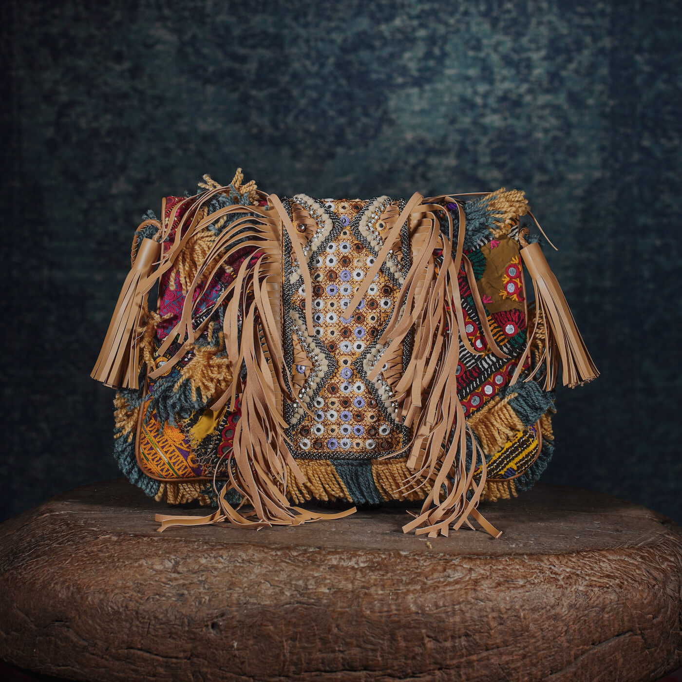 Beige Fringe Clutch 004