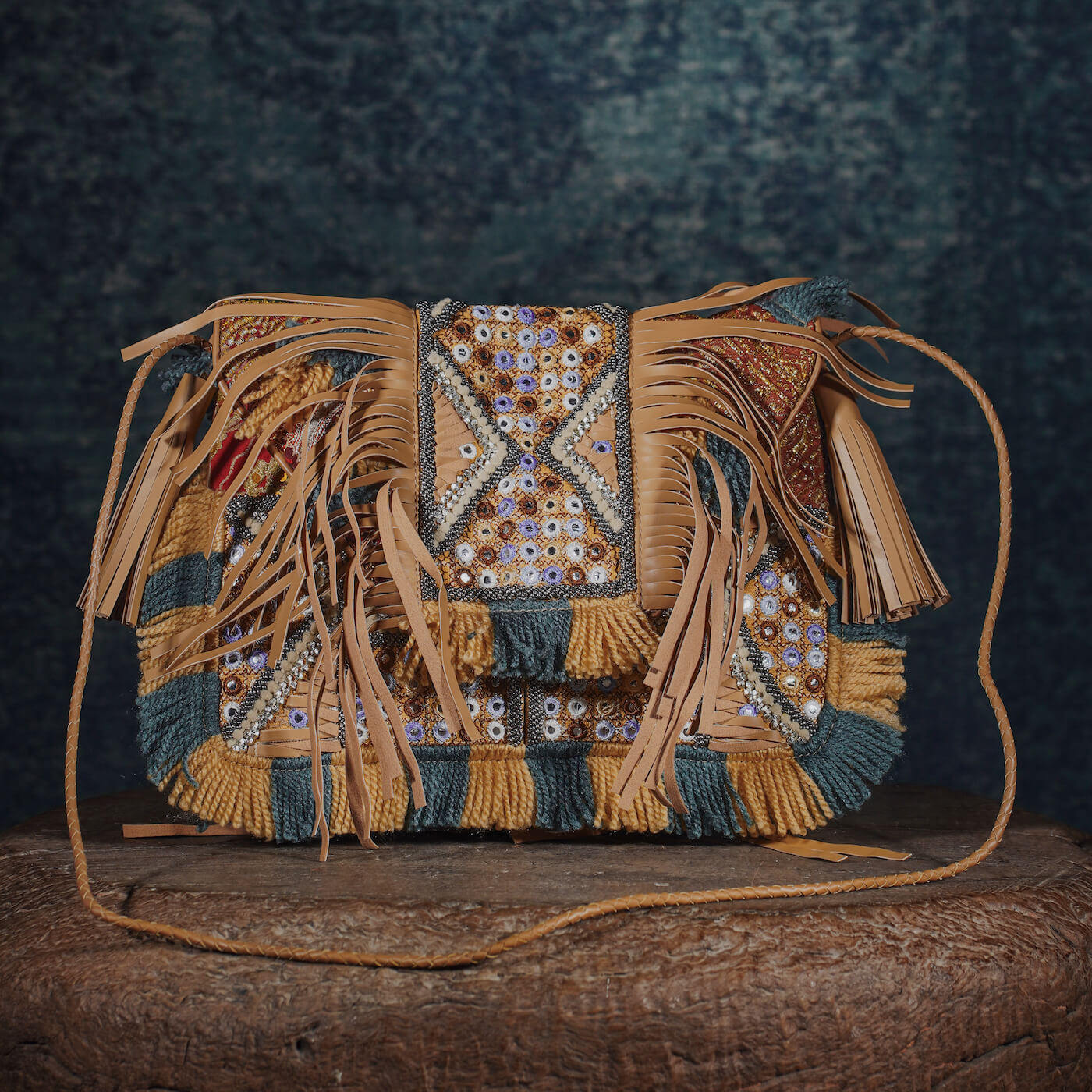 Beige Fringe Clutch 005