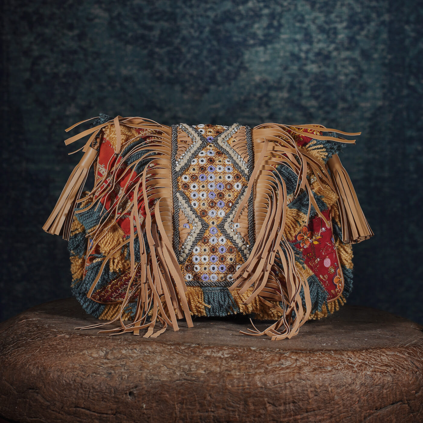 Beige Fringe Clutch 005
