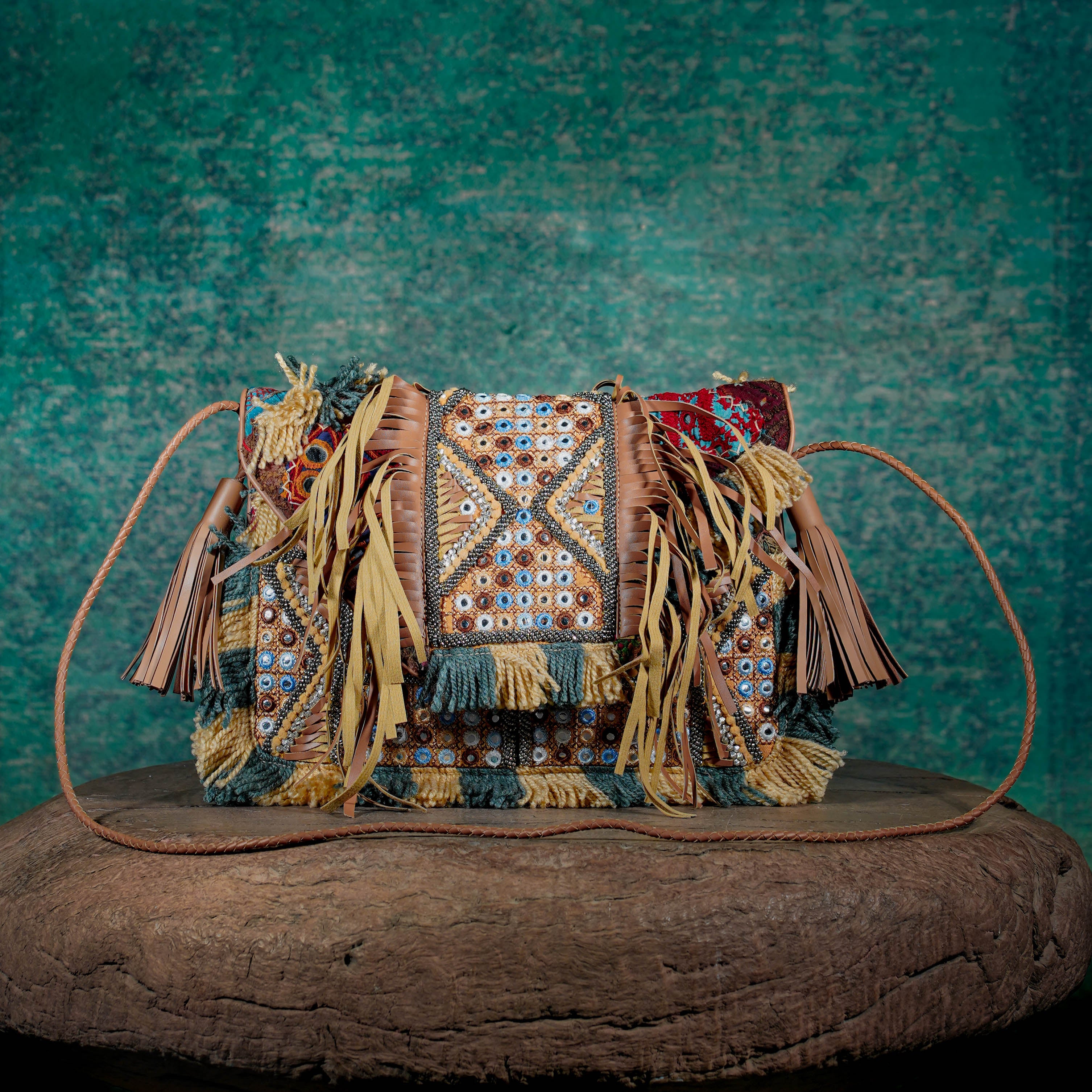 Beige Fringe Clutch 008
