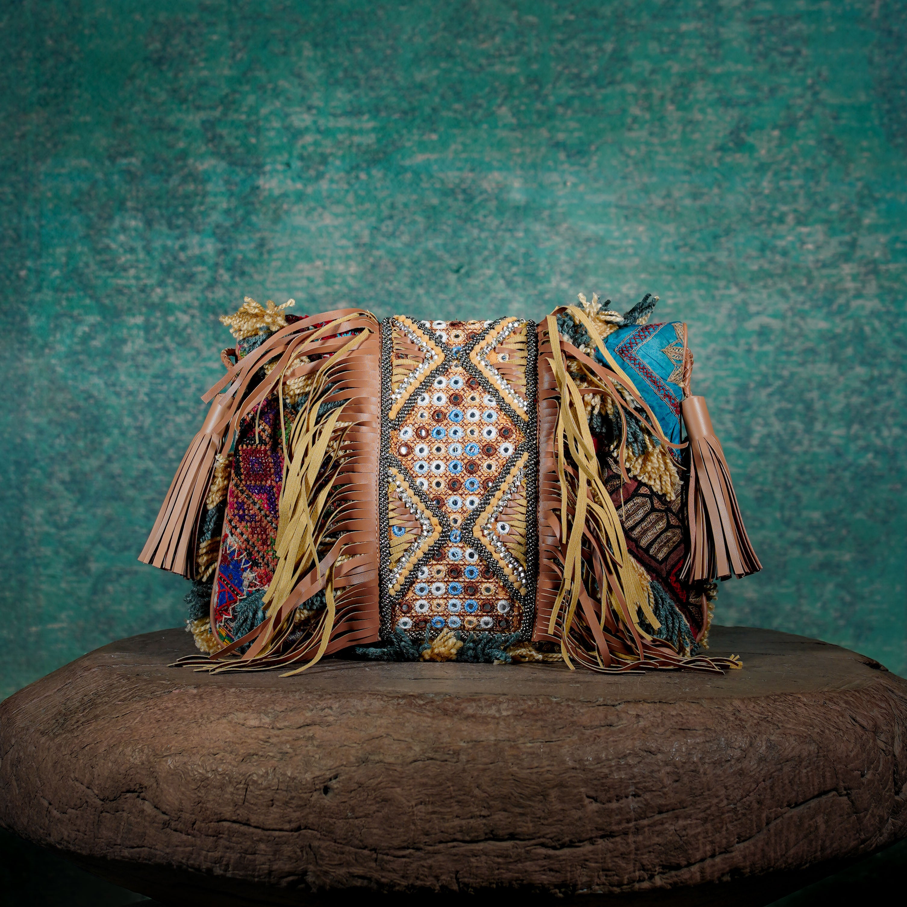 Beige Fringe Clutch 008