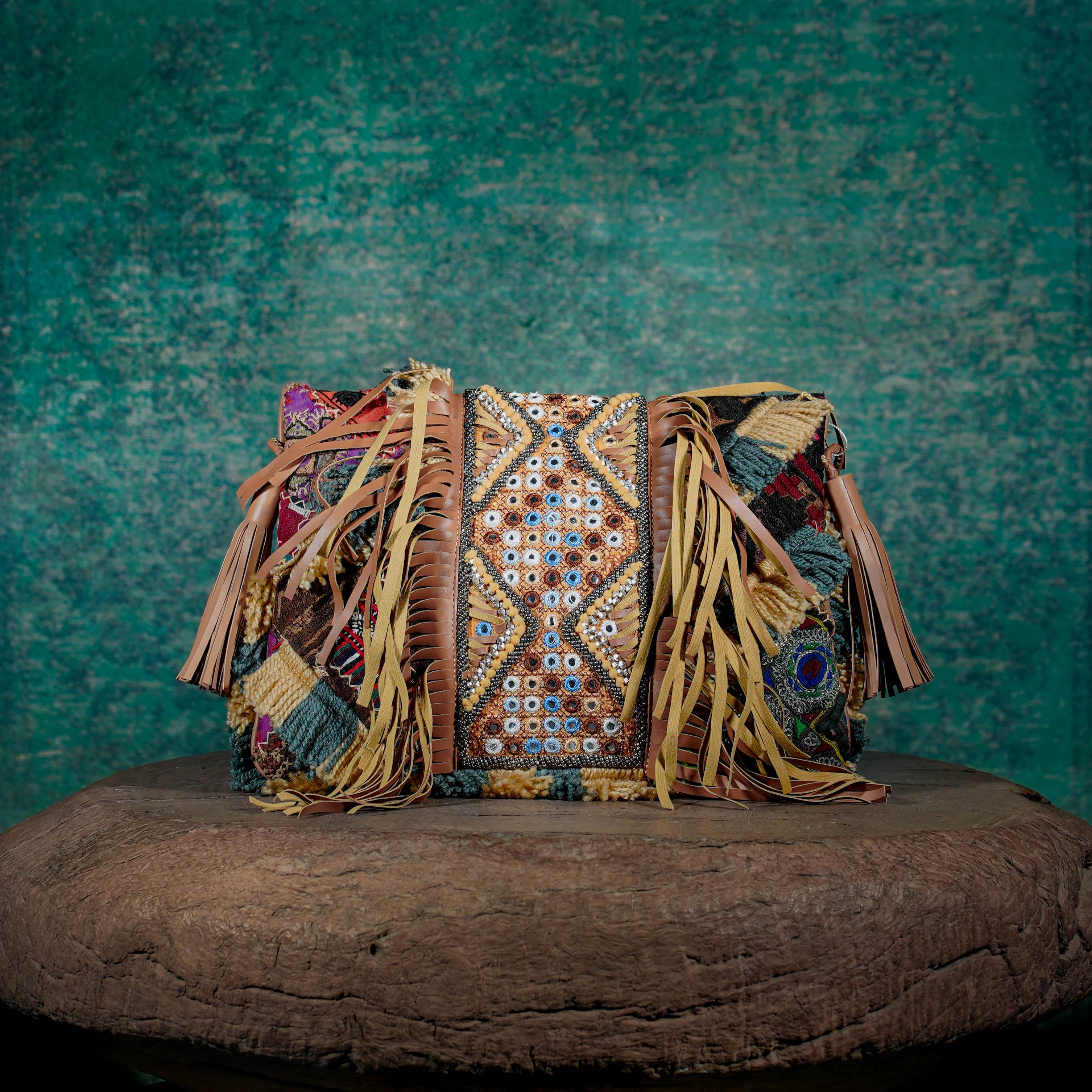 Beige Fringe Clutch 010
