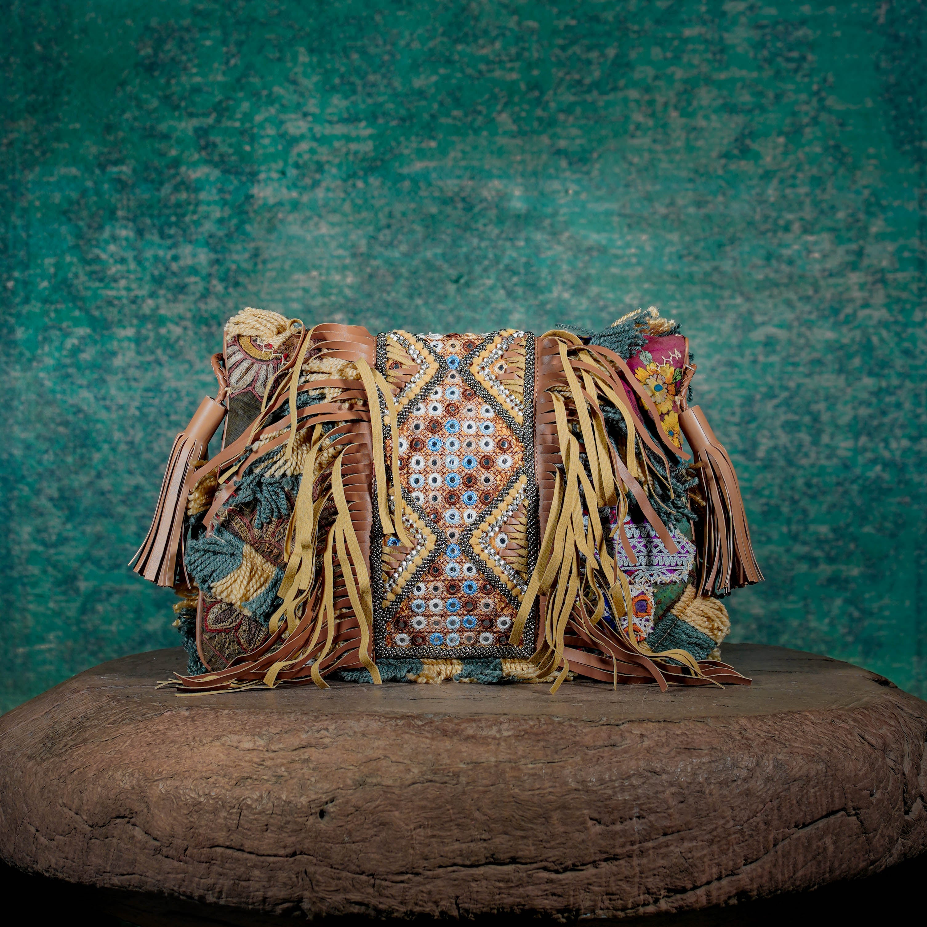 Beige Fringe Clutch 011