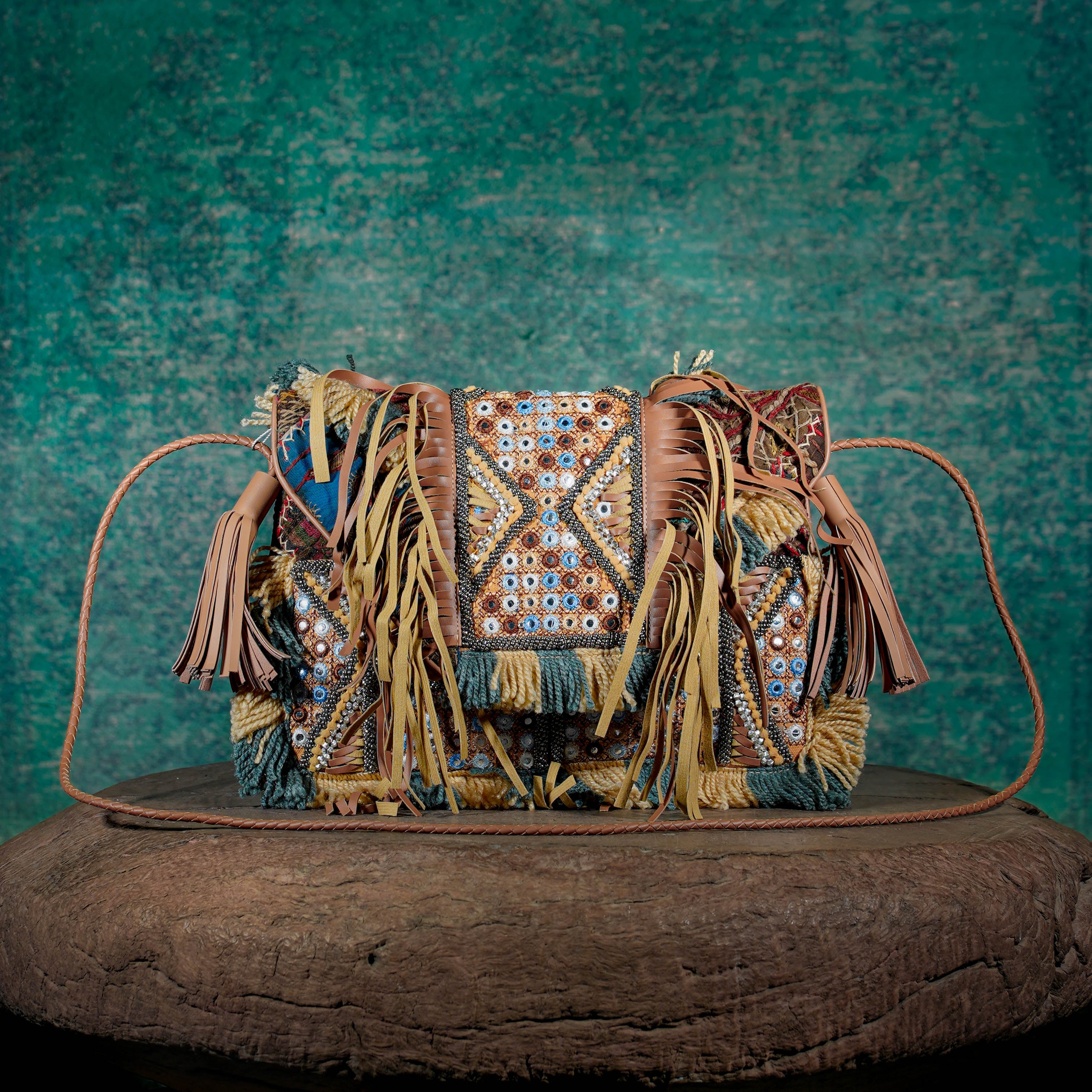 Beige Fringe Clutch 013