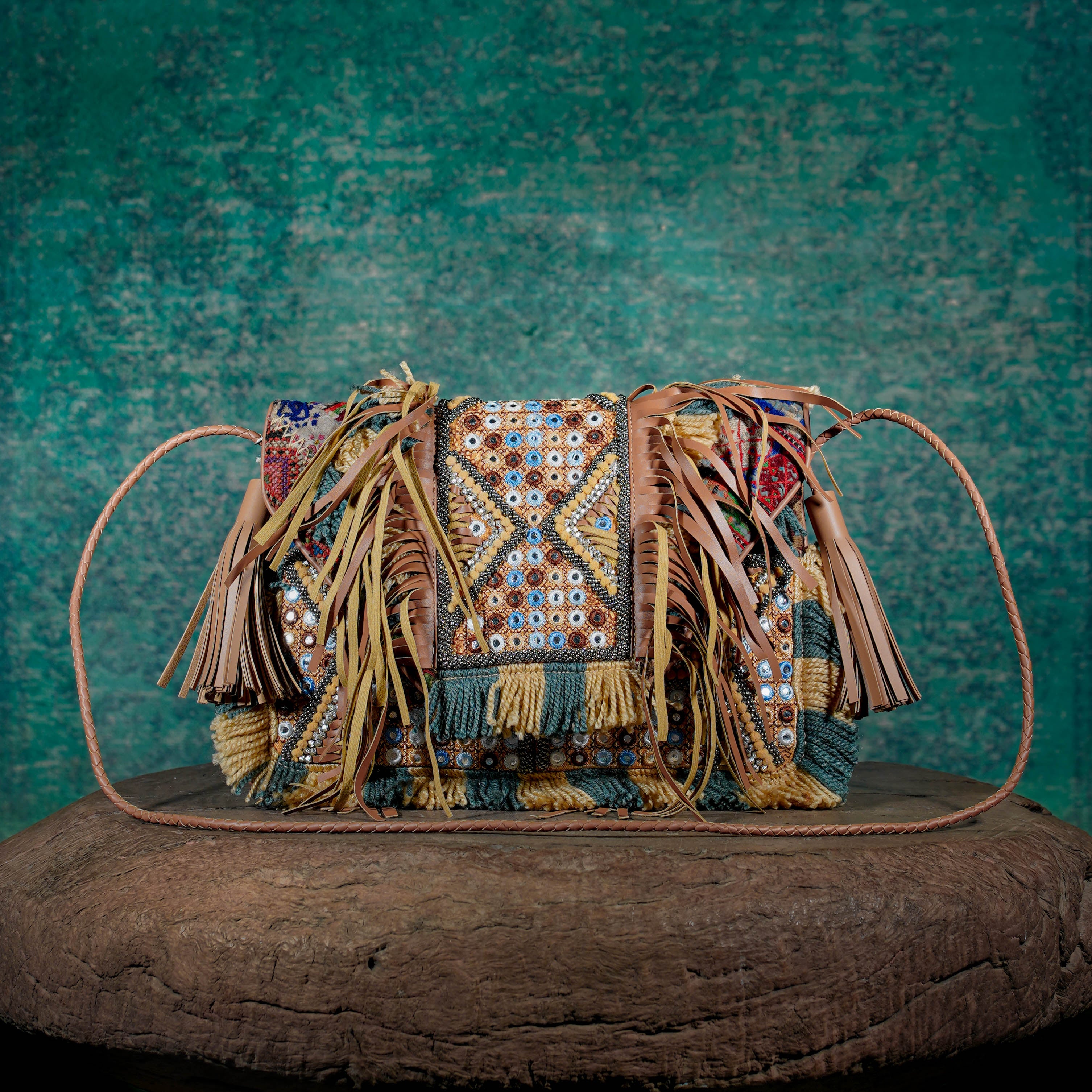 Beige Fringe Clutch 014