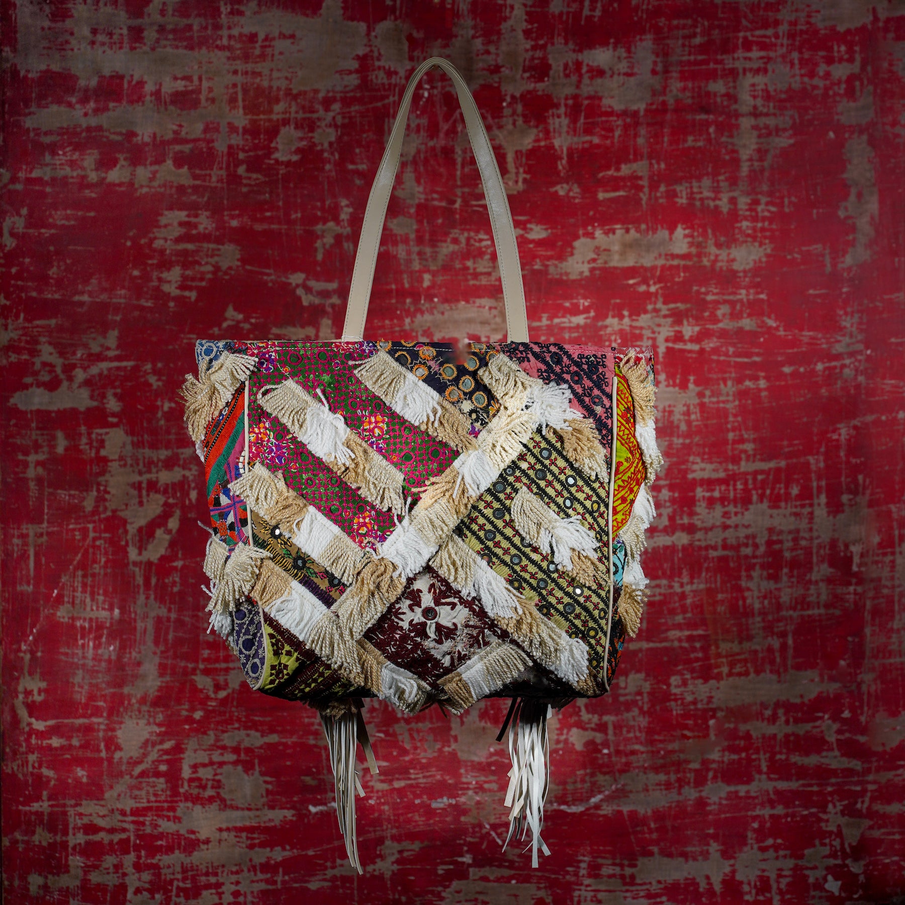 Cream Fringe Tote 006