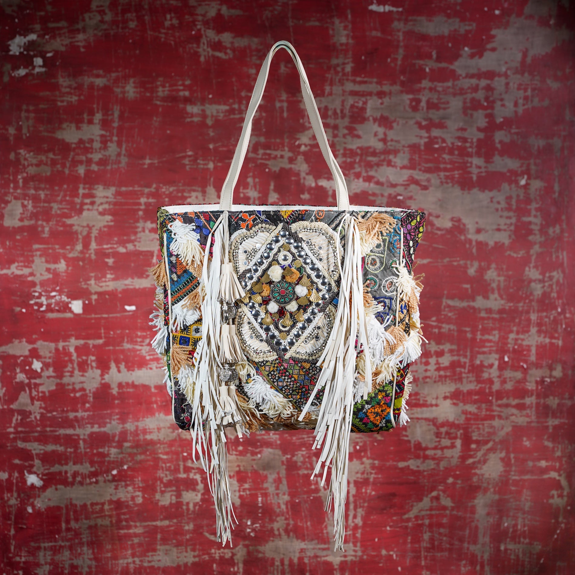 Cream Fringe Tote 008
