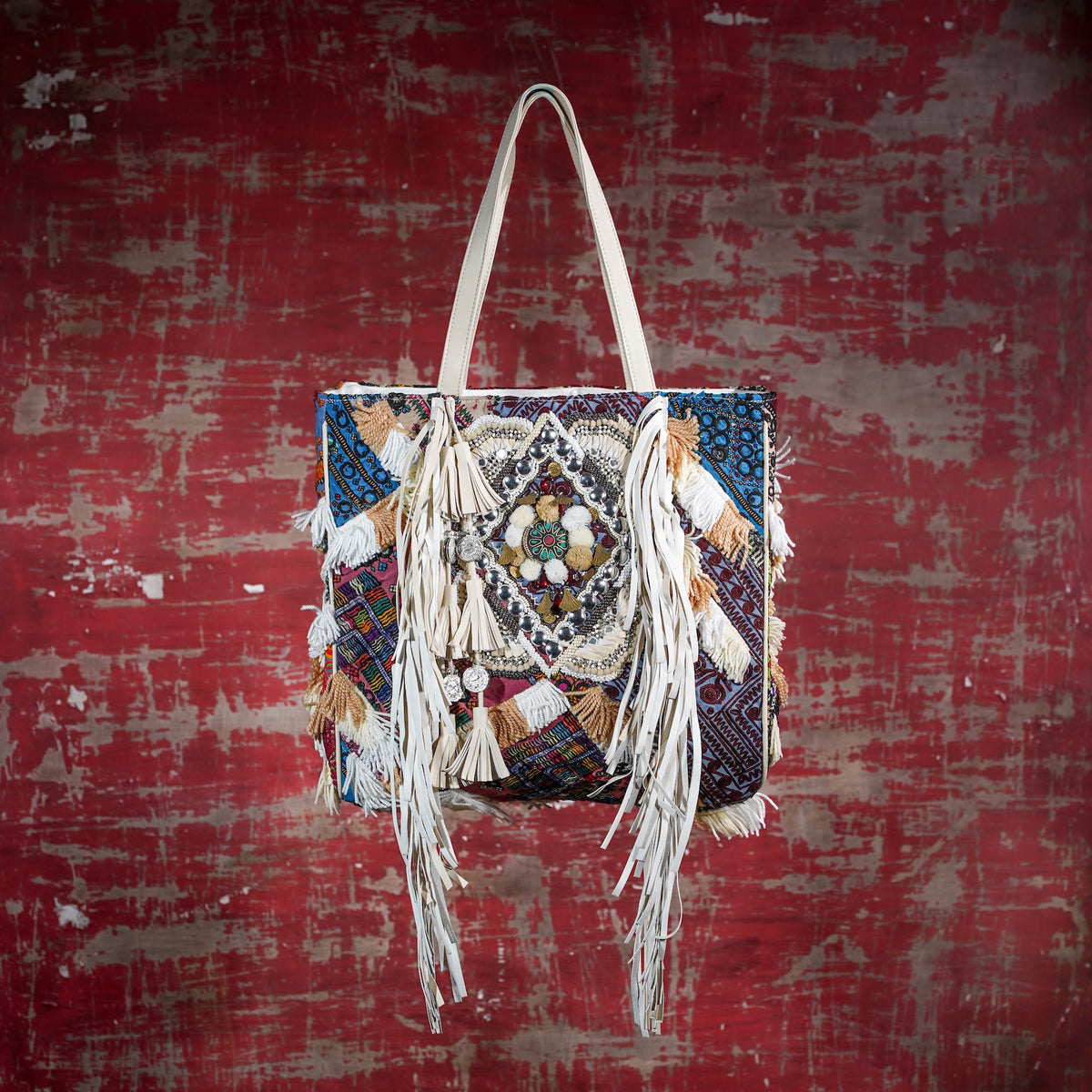 Cream Fringe Tote 009