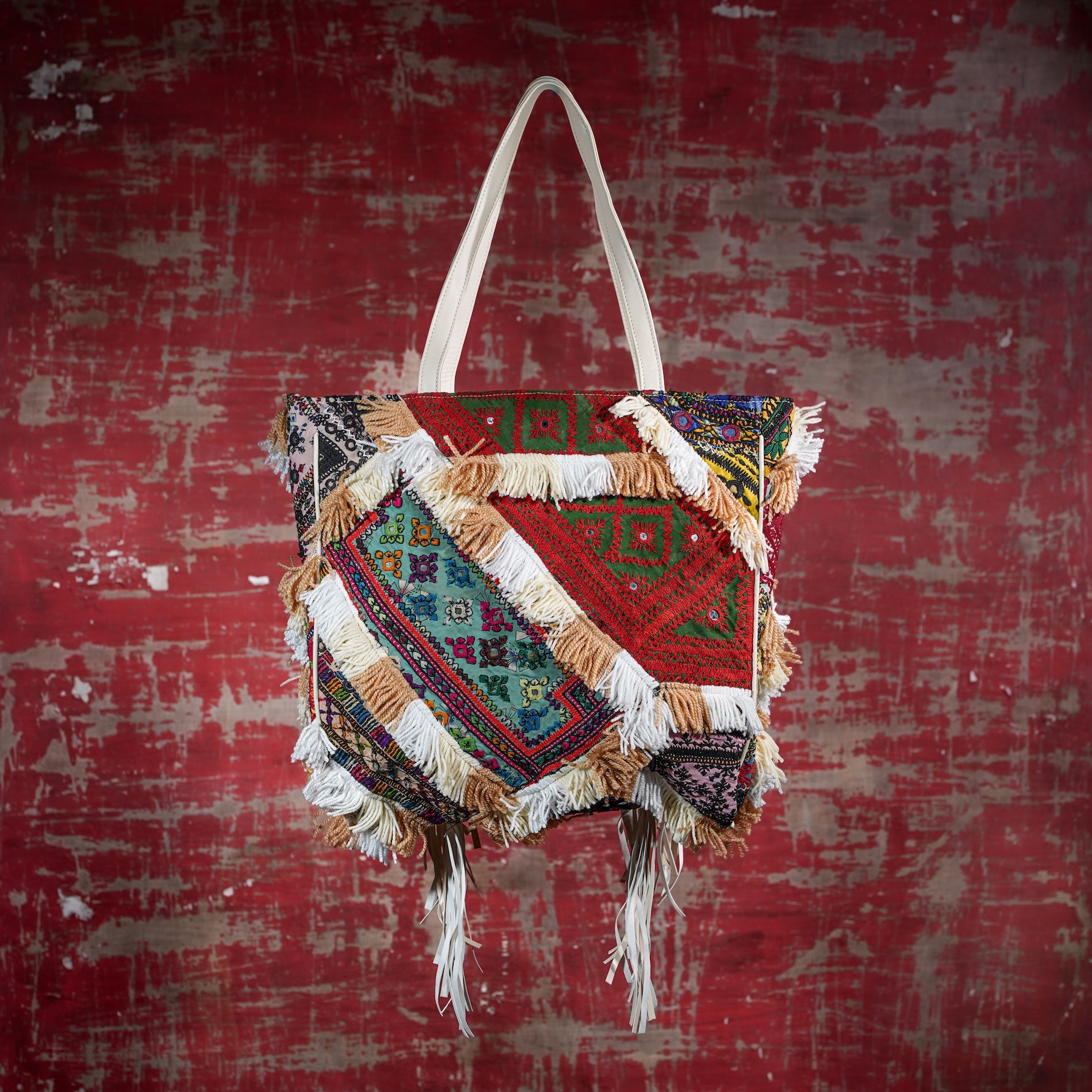 Cream Fringe Tote 011