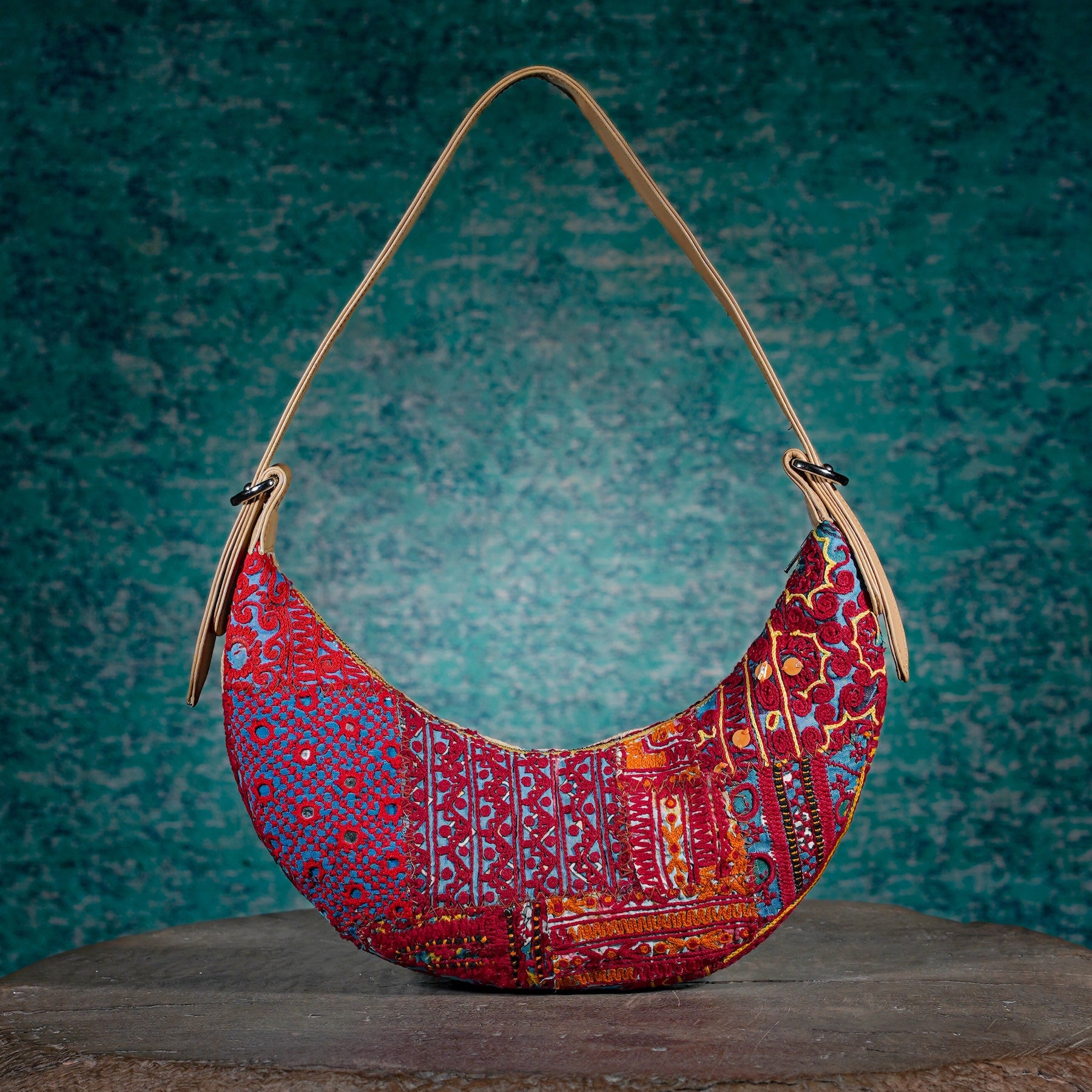 Beige Hichki Crescent Bag 001