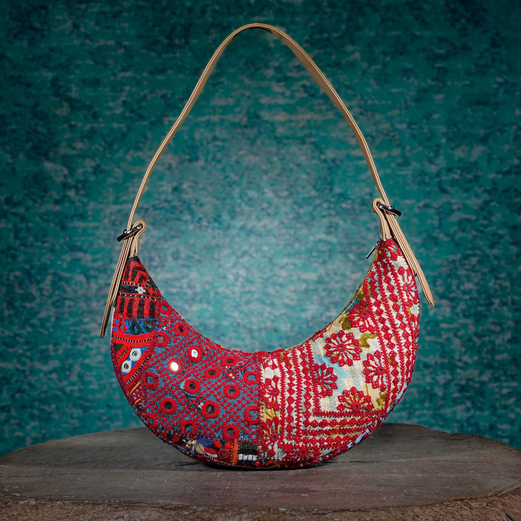 Beige Hichki Crescent Bag 003