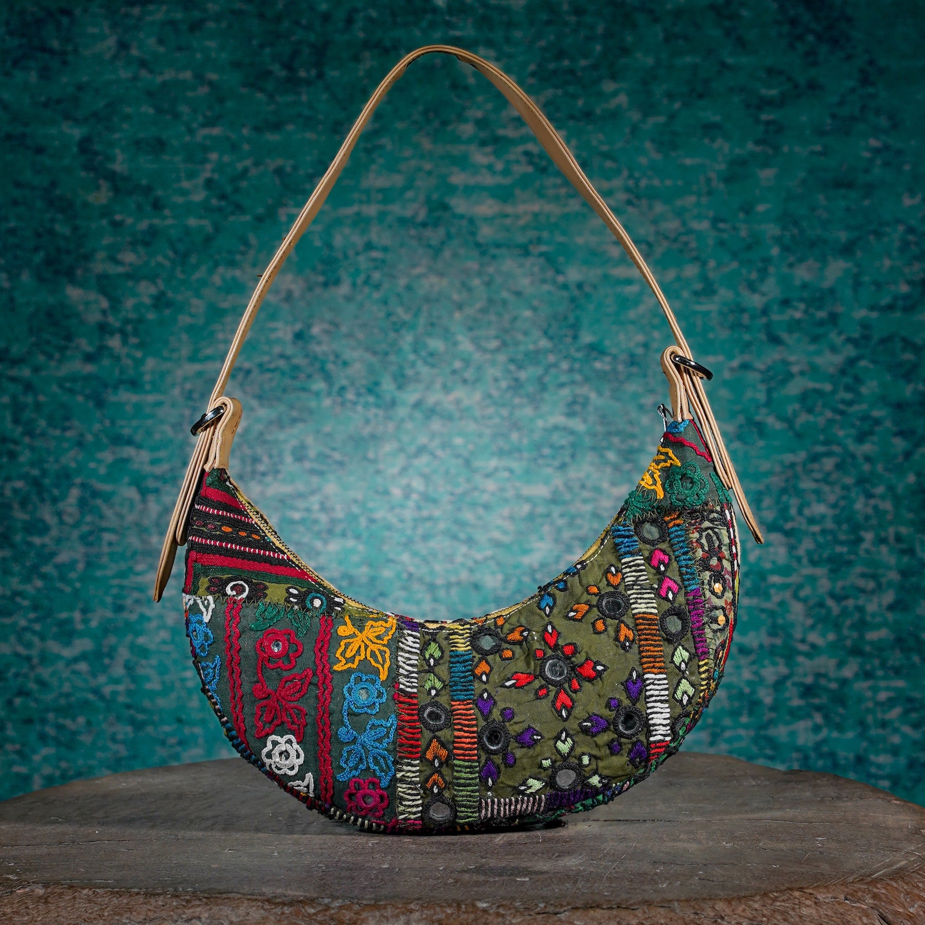 Beige Hichki Crescent Bag 005