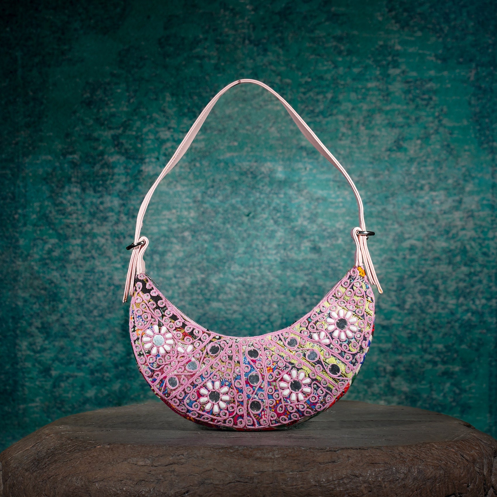 Pink Hichki Crescent Bag 001