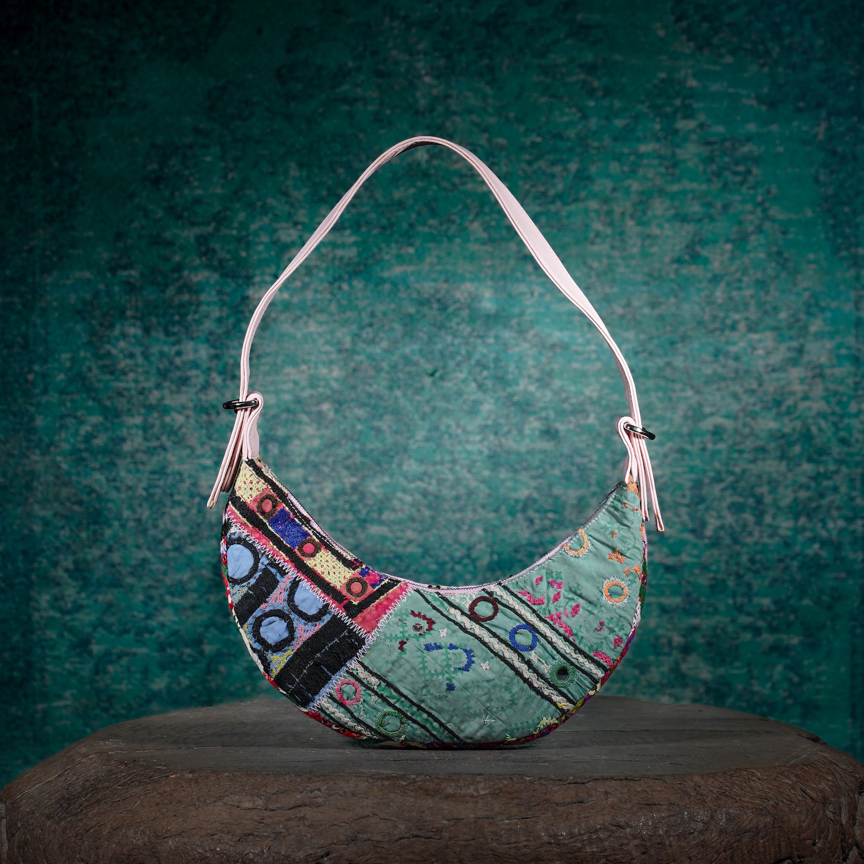Pink Hichki Crescent Bag 001
