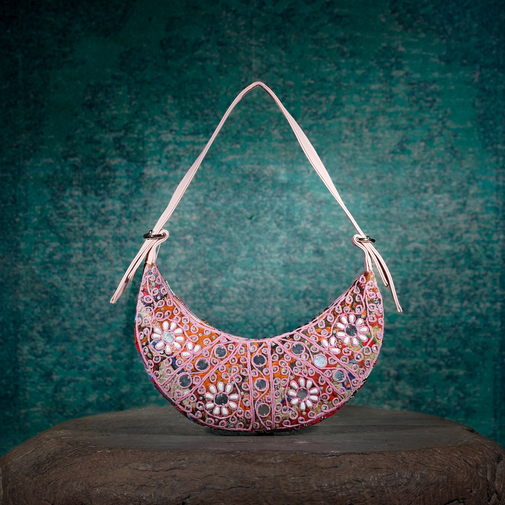 Pink Hichki Crescent Bag 004