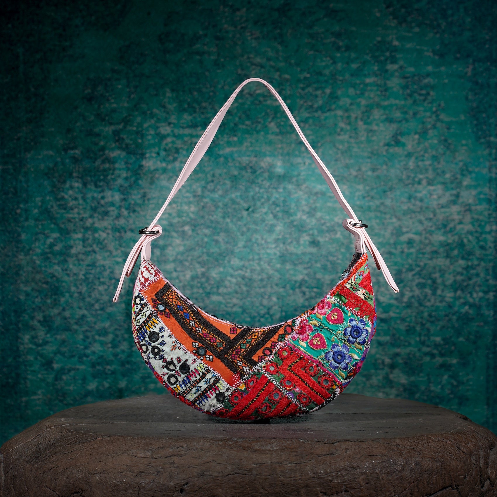 Pink Hichki Crescent Bag 004