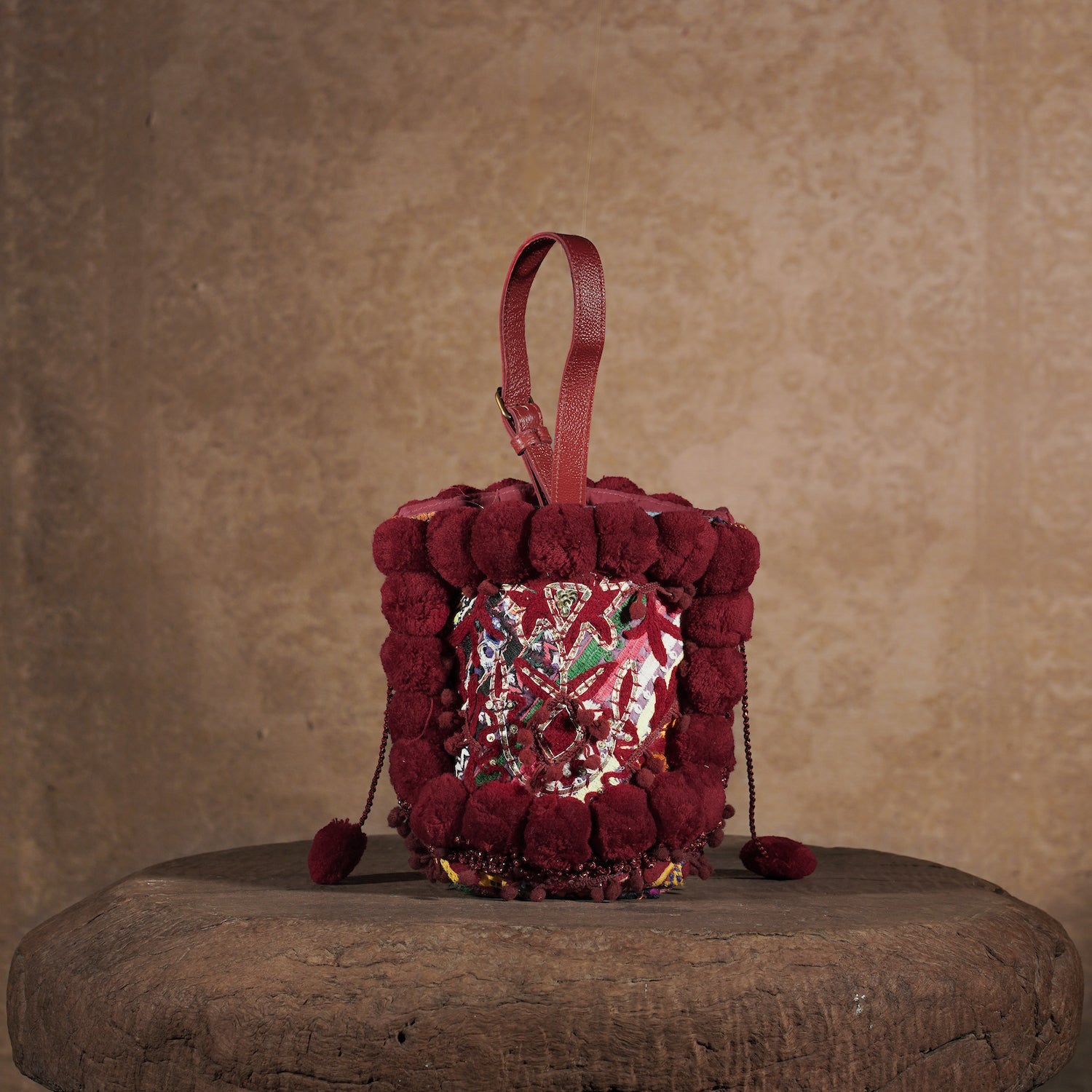 Burgundy Lado Bucket Bag 005