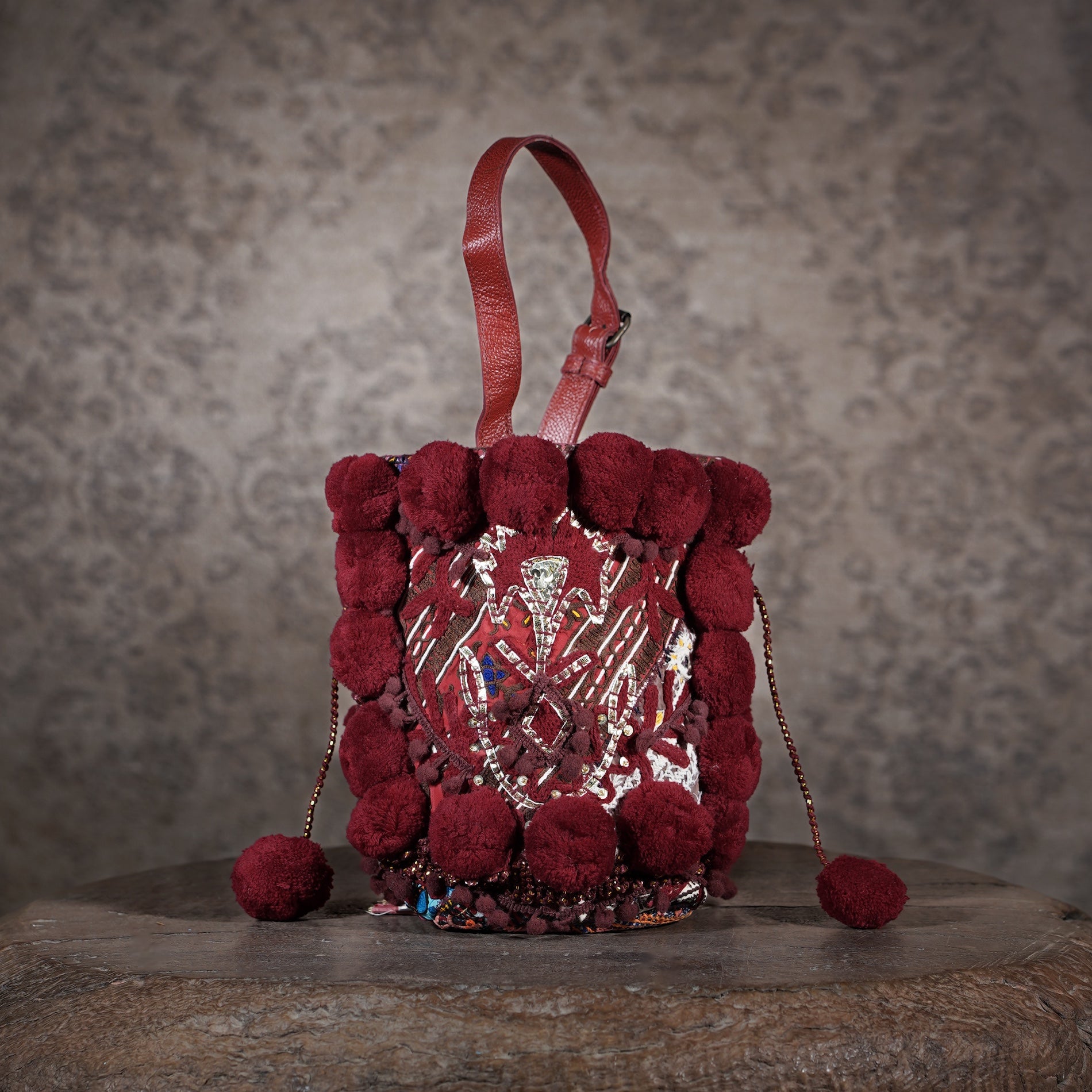 Burgundy Lado Bucket Bag 011
