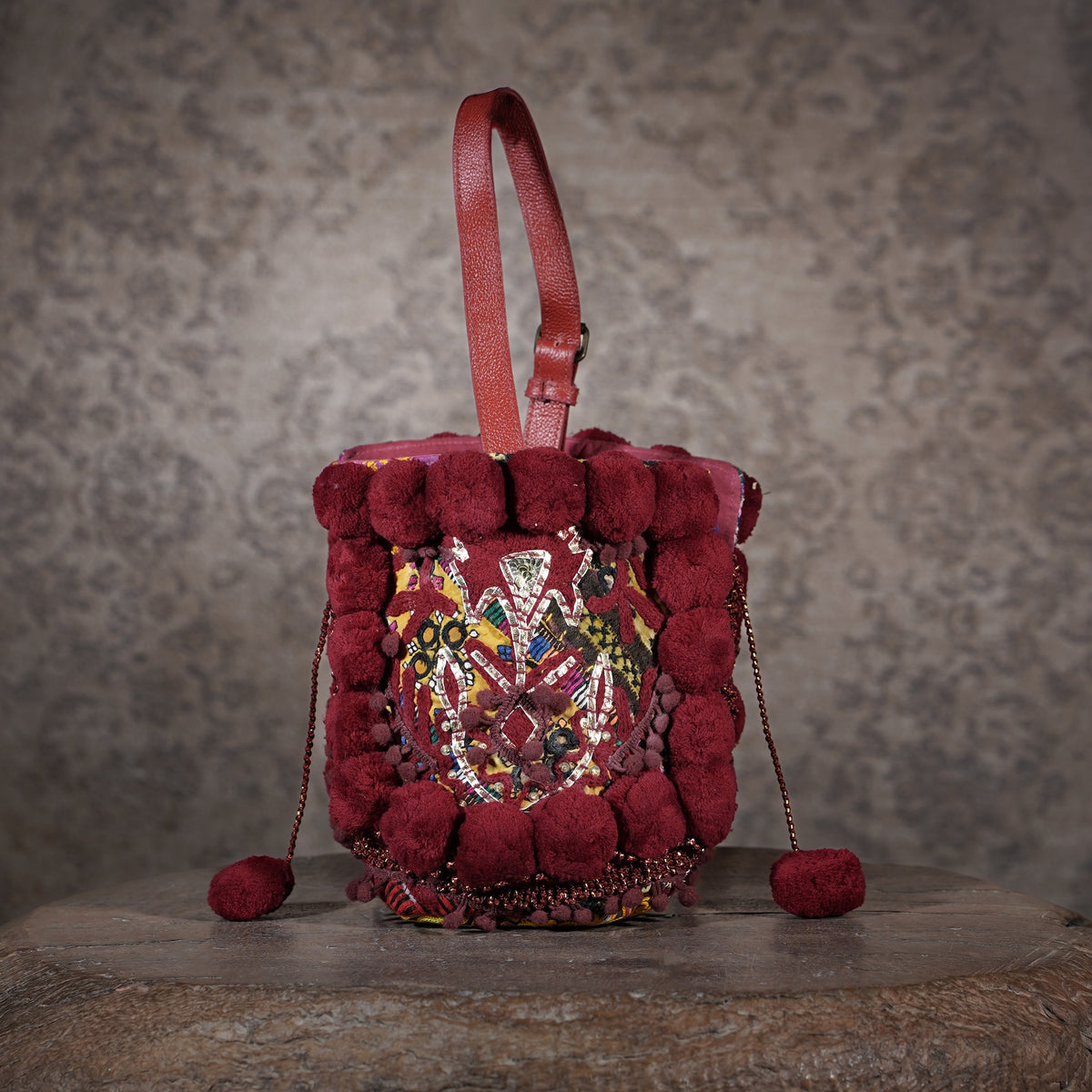 Burgundy Lado Bucket Bag 013