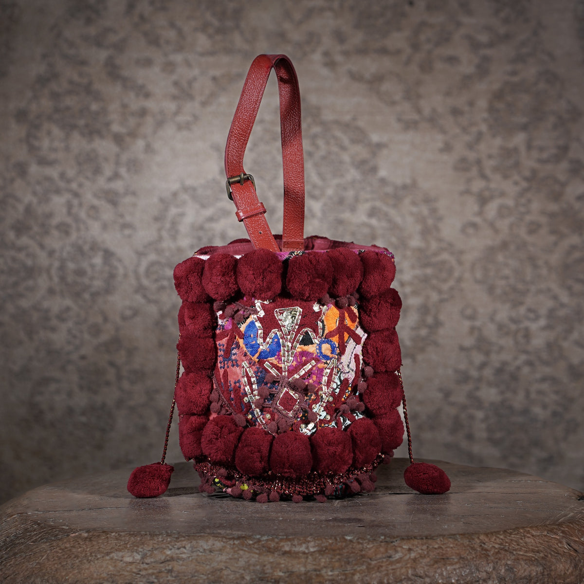 Burgundy Lado Bucket Bag 013