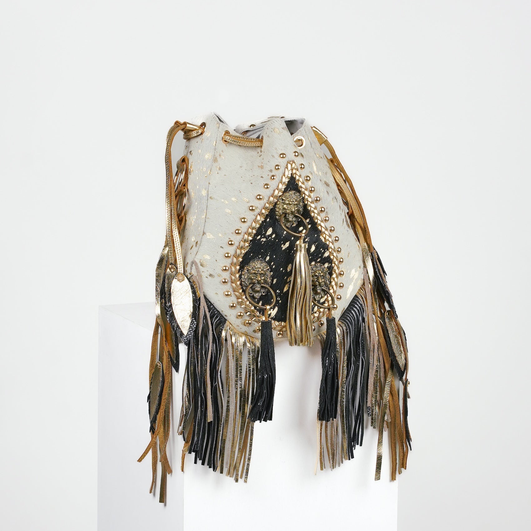 Cream Lion Bucket Bag