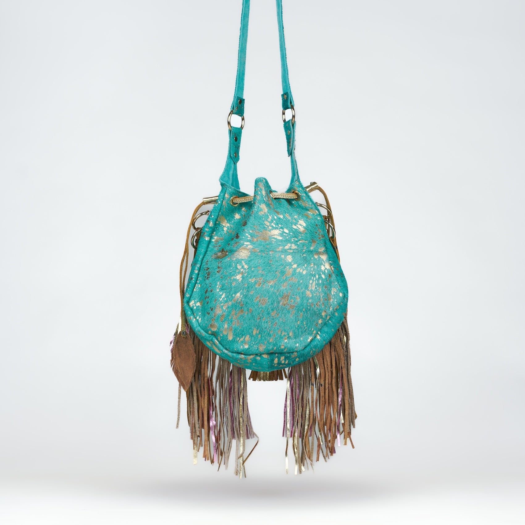 Turquoise Lion Bucket Bag
