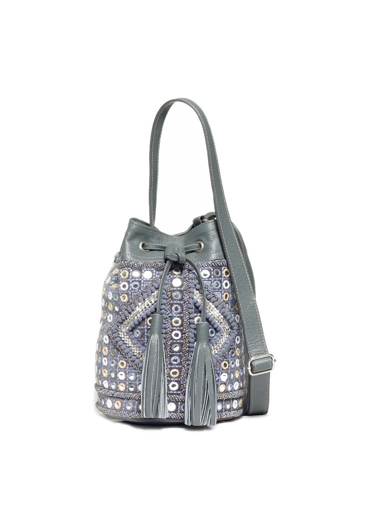 Grey Mogra Bucket Bag