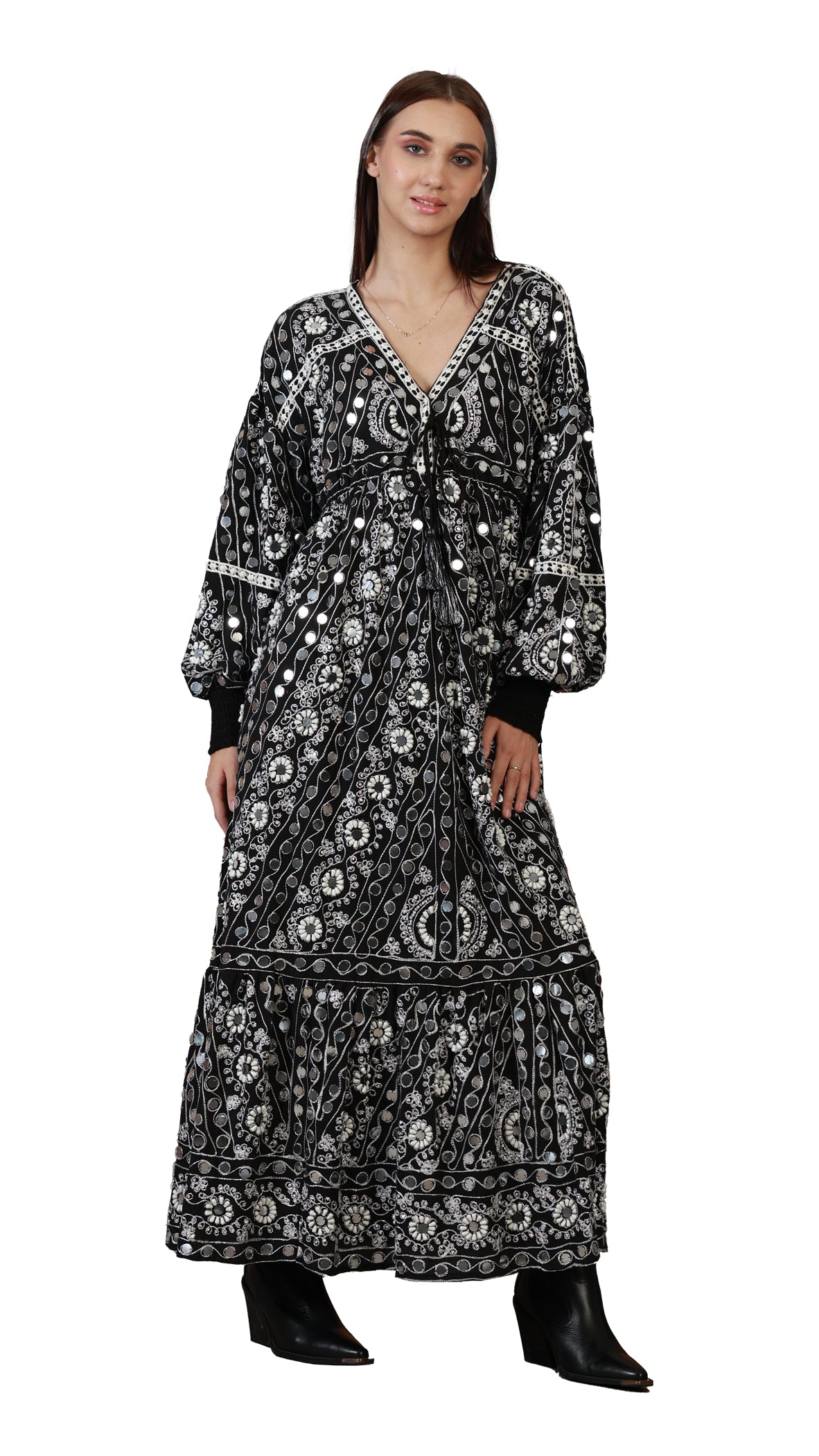 Black-Cream Nuri Maxi Dress