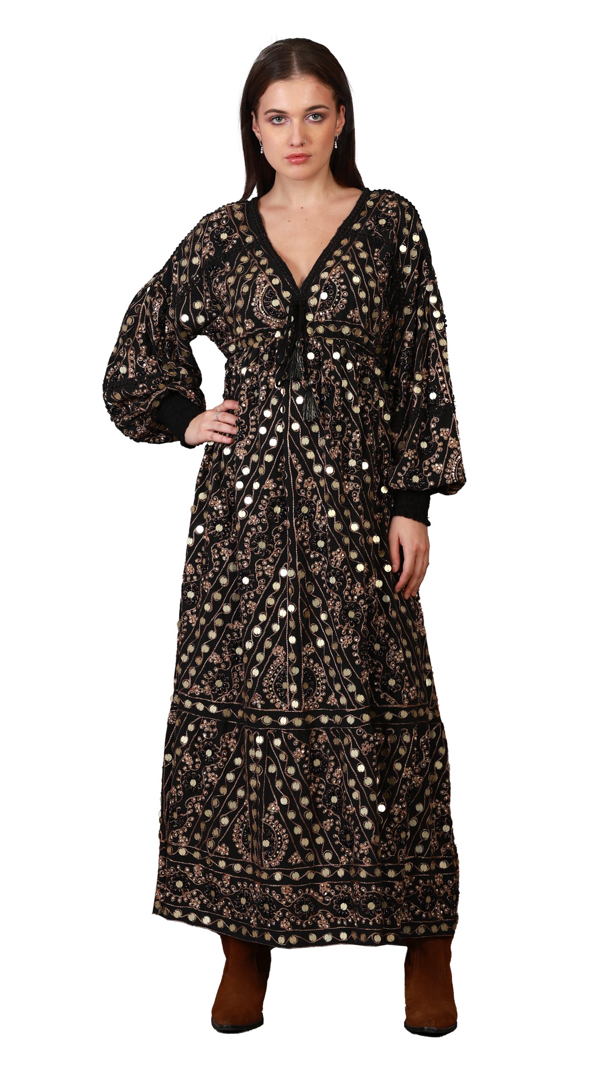 Black-Gold Nuri Maxi Dress