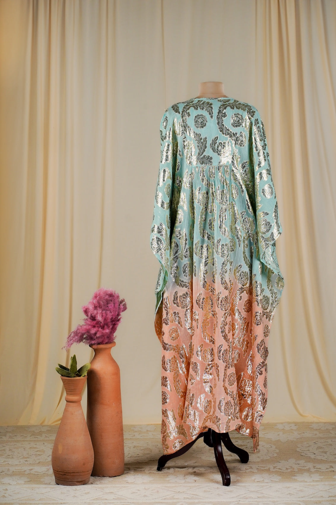 Aqua-Beige Ombre Kaftan