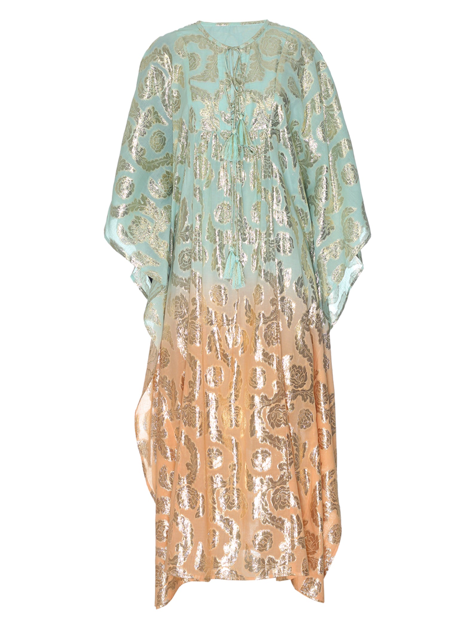 Aqua-Beige Ombre Kaftan
