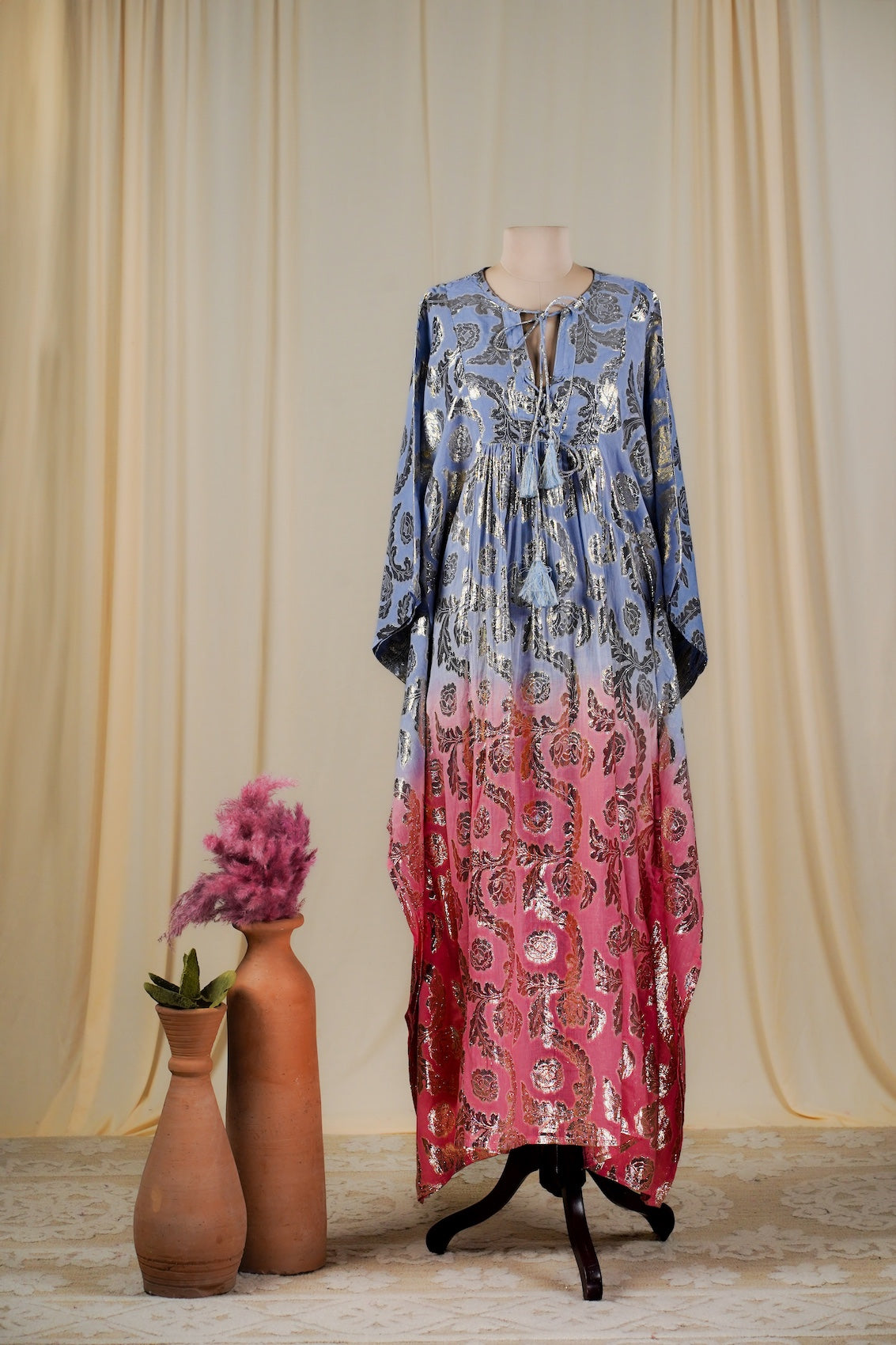 Turquoise-Rose Ombre Kaftan