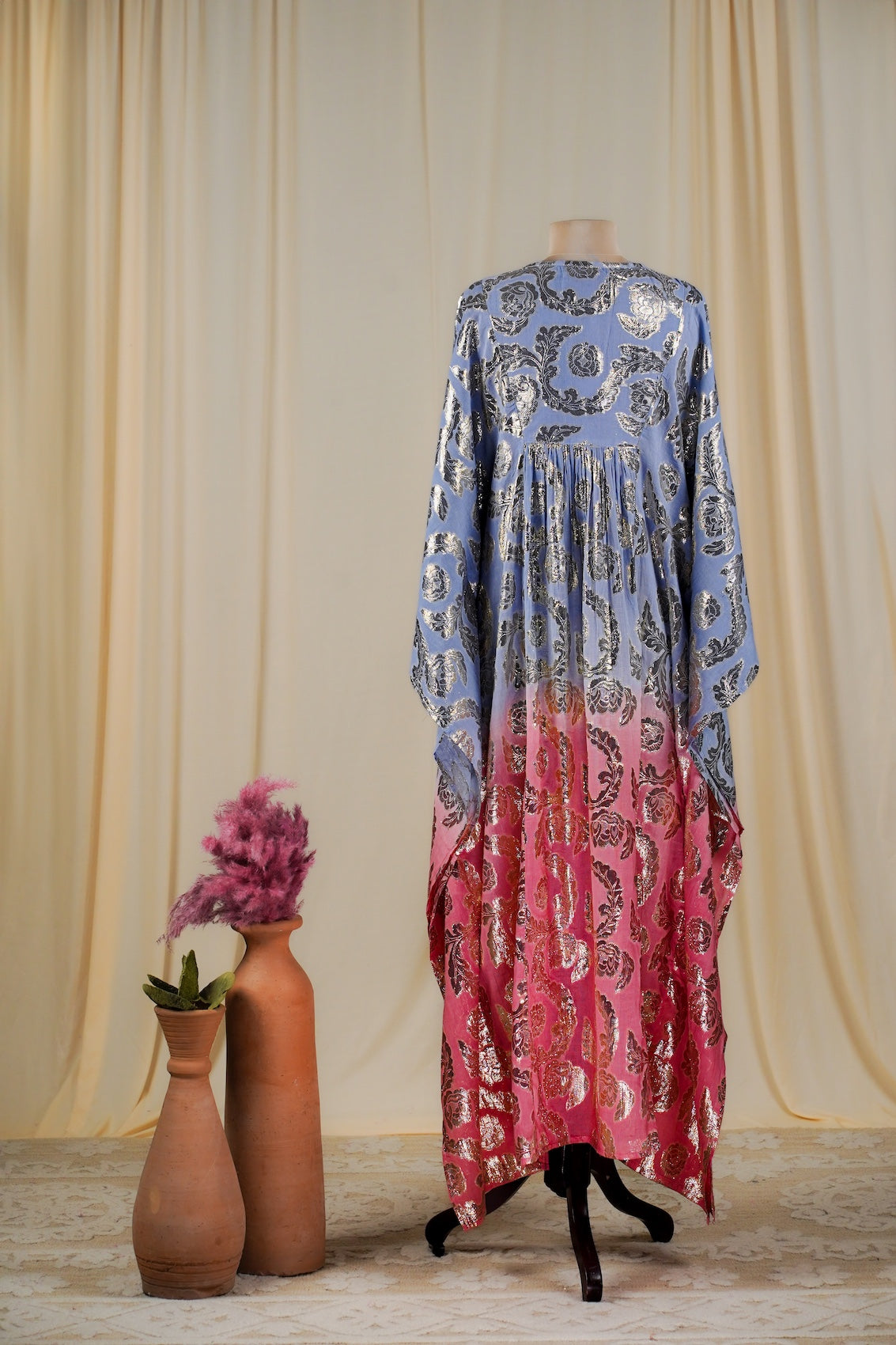 Turquoise-Rose Ombre Kaftan