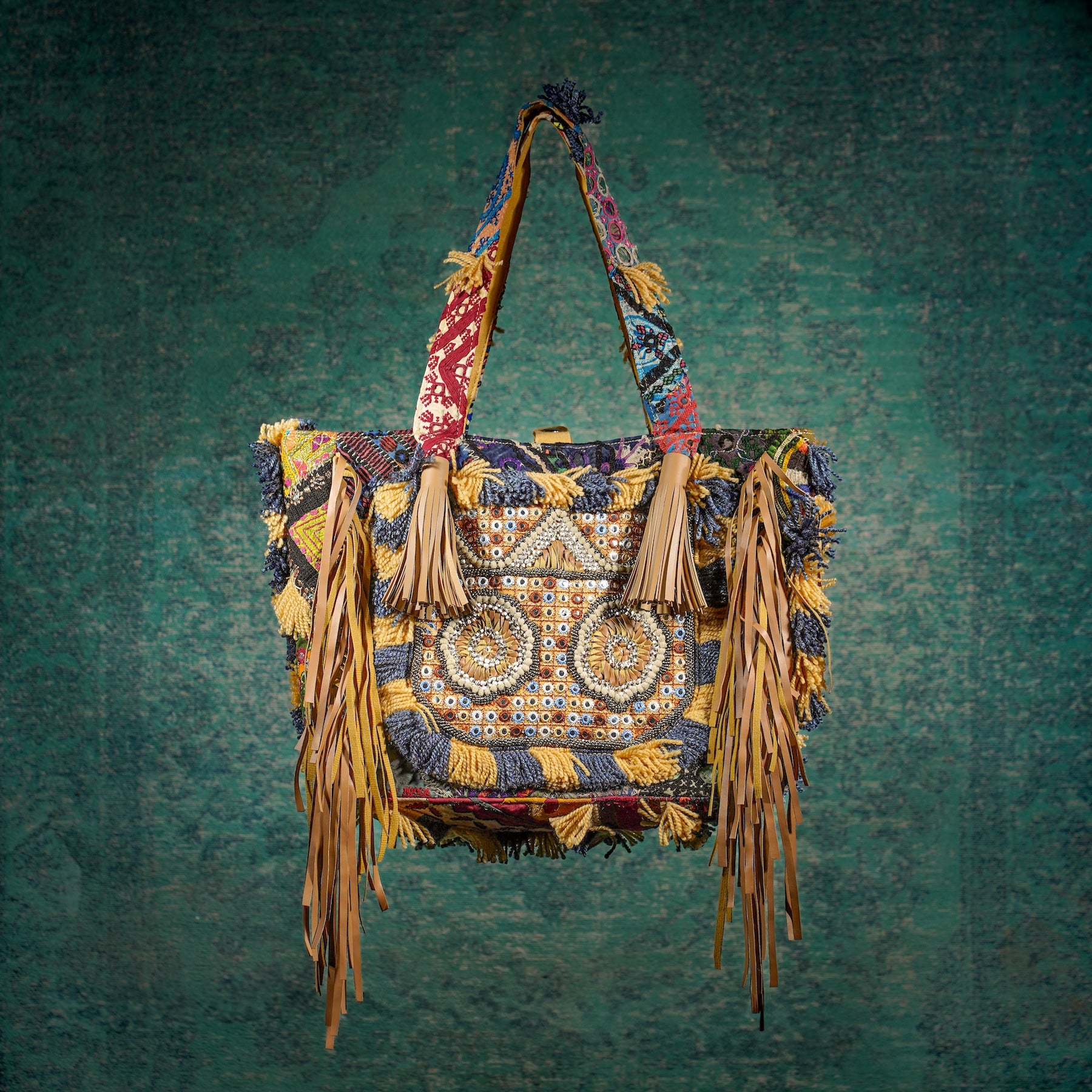 Beige Papaya Fringe Tote 001
