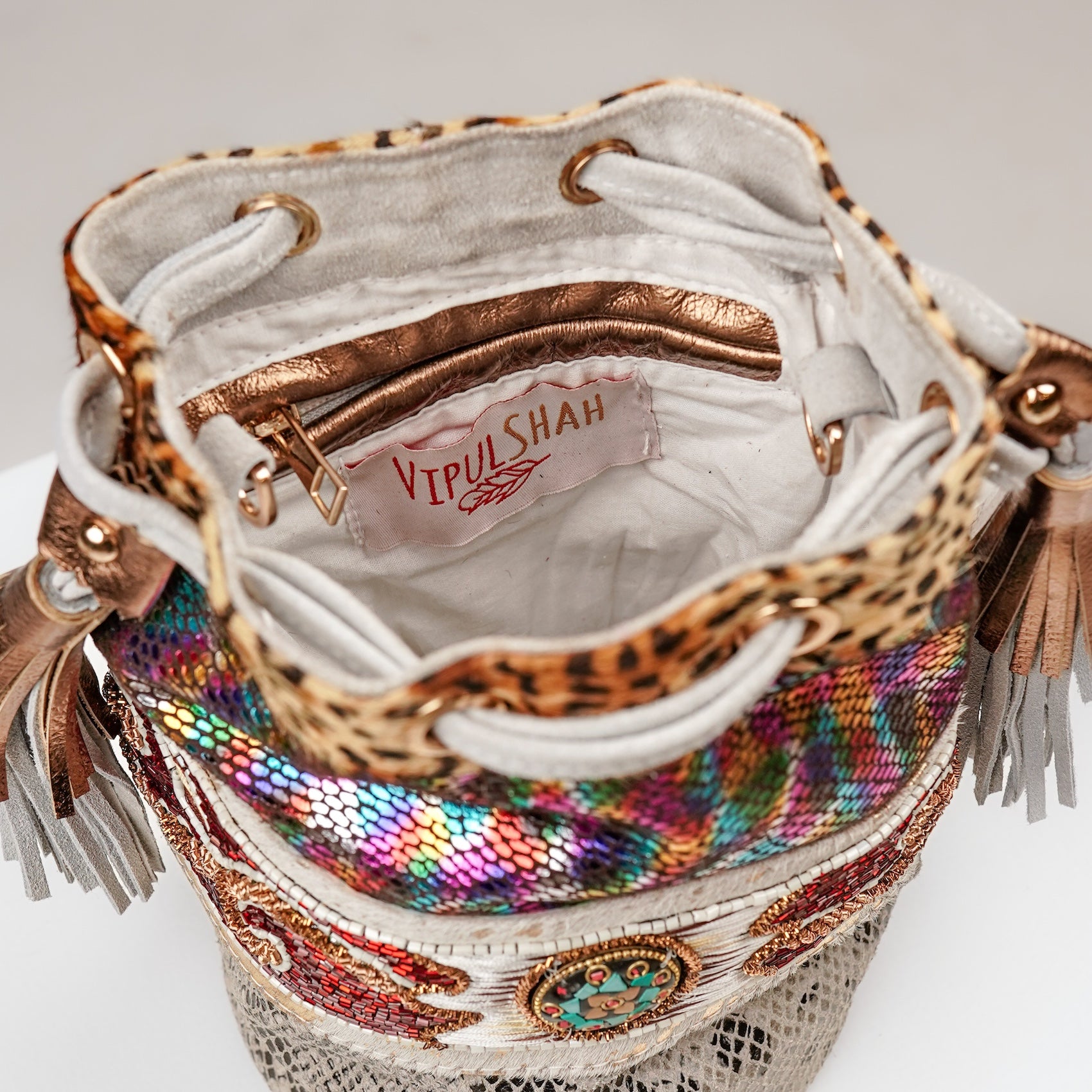Cream Panthera Bucket Bag