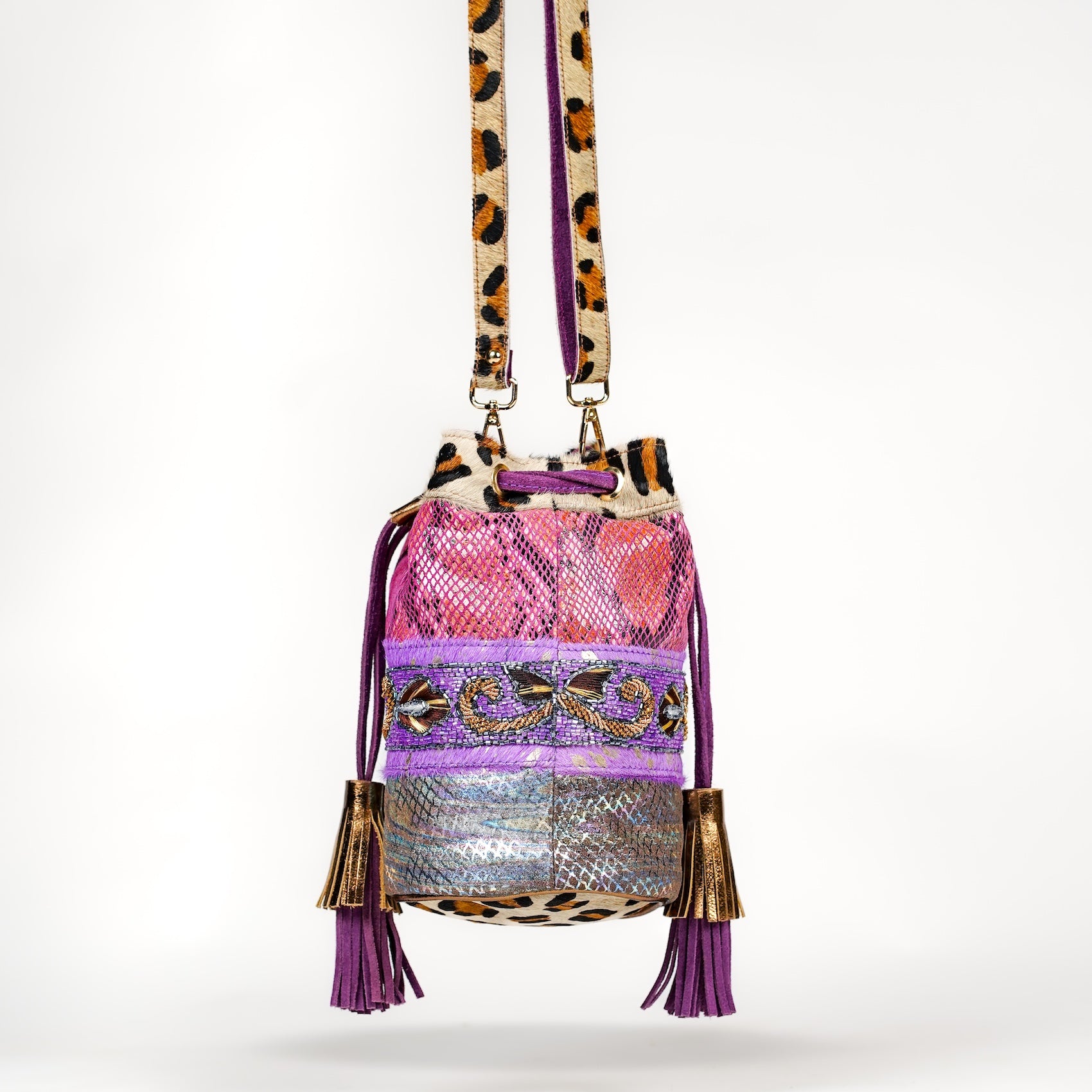Purple Panthera Bucket Bag