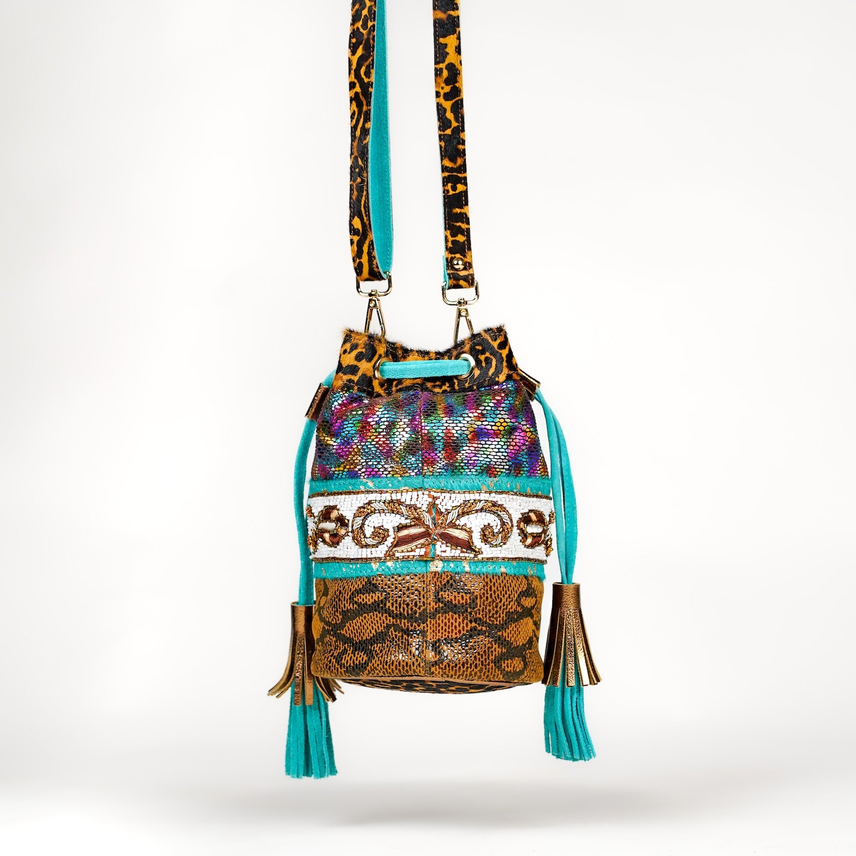 Turquoise Panthera Bucket Bag