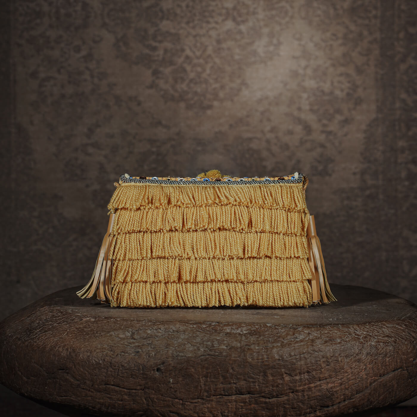 Pom Pom Clutch - Beige