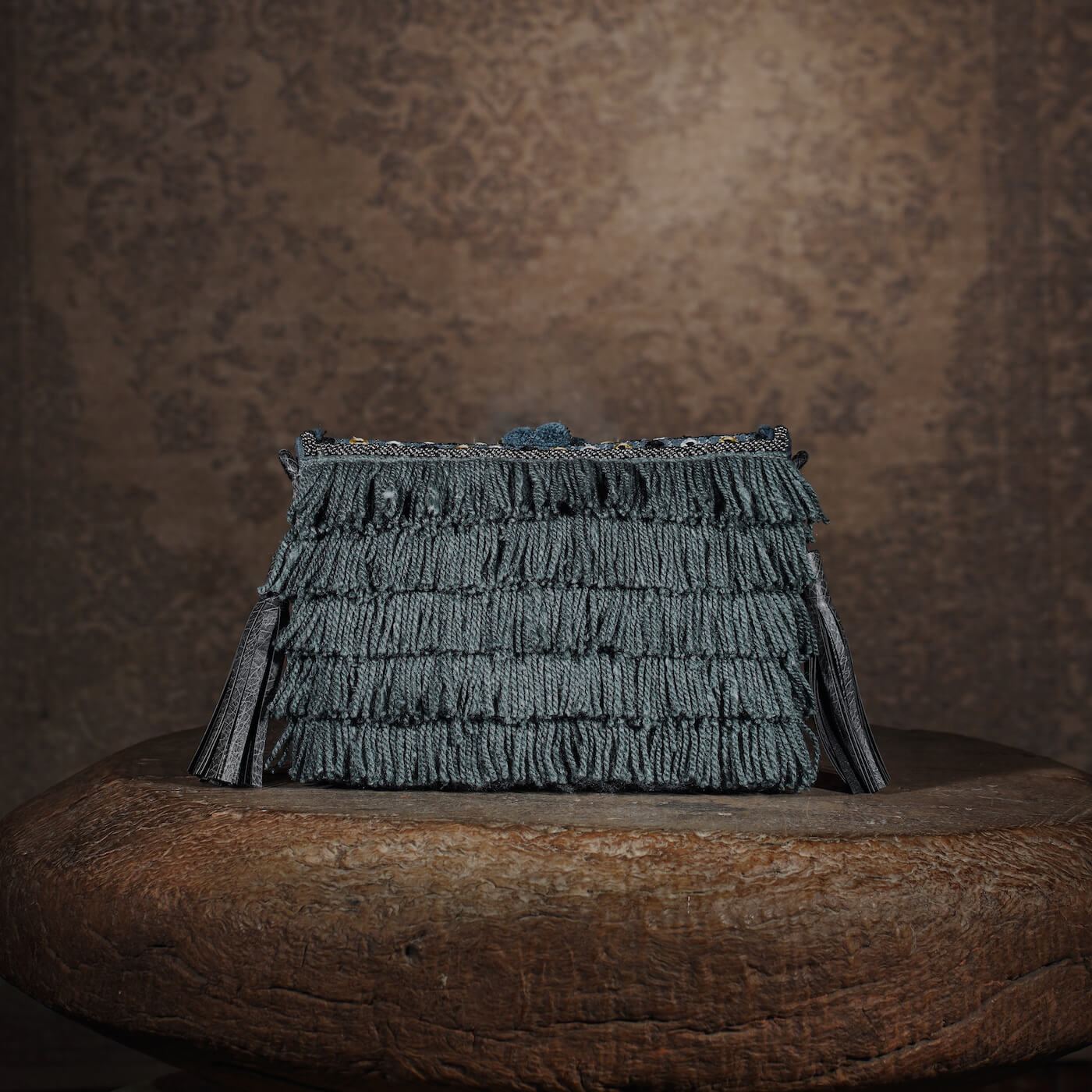 Pom Pom Clutch - Grey