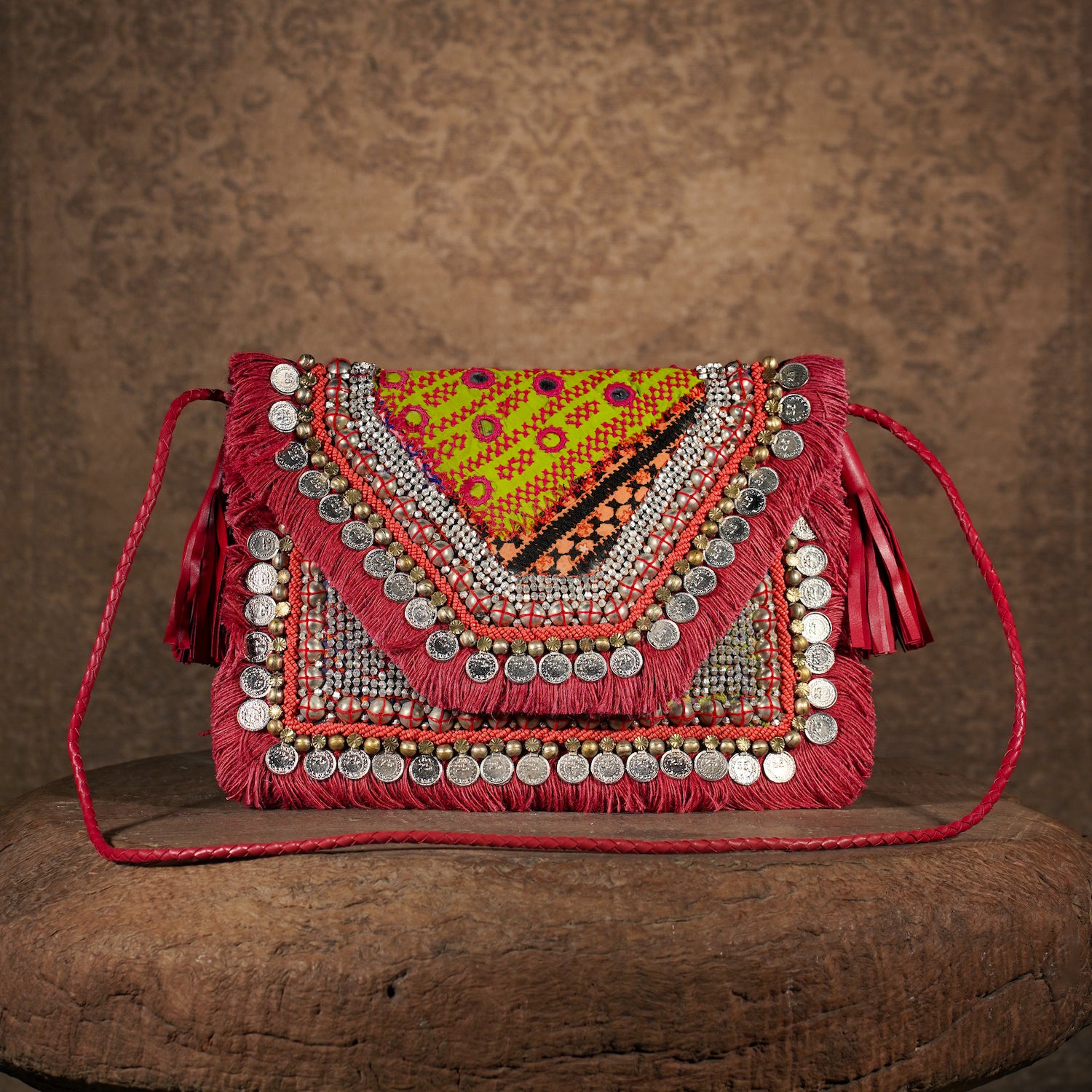 Burgundy Banjara Clutch 006