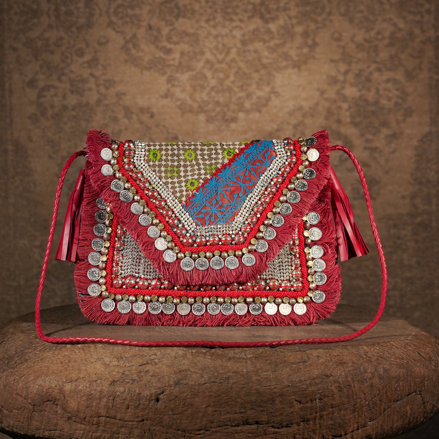 Burgundy Banjara Clutch 007