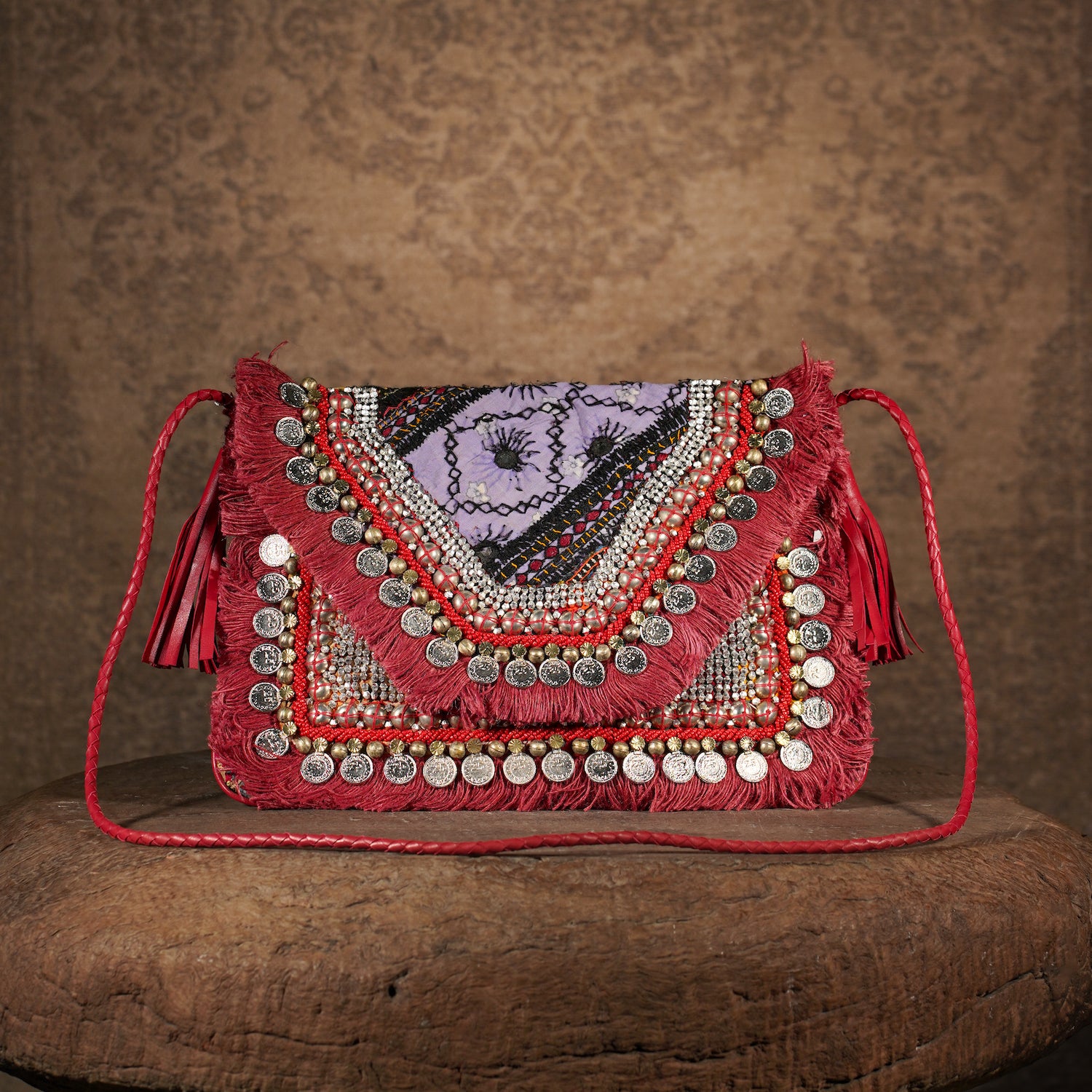 Burgundy Banjara Clutch 008