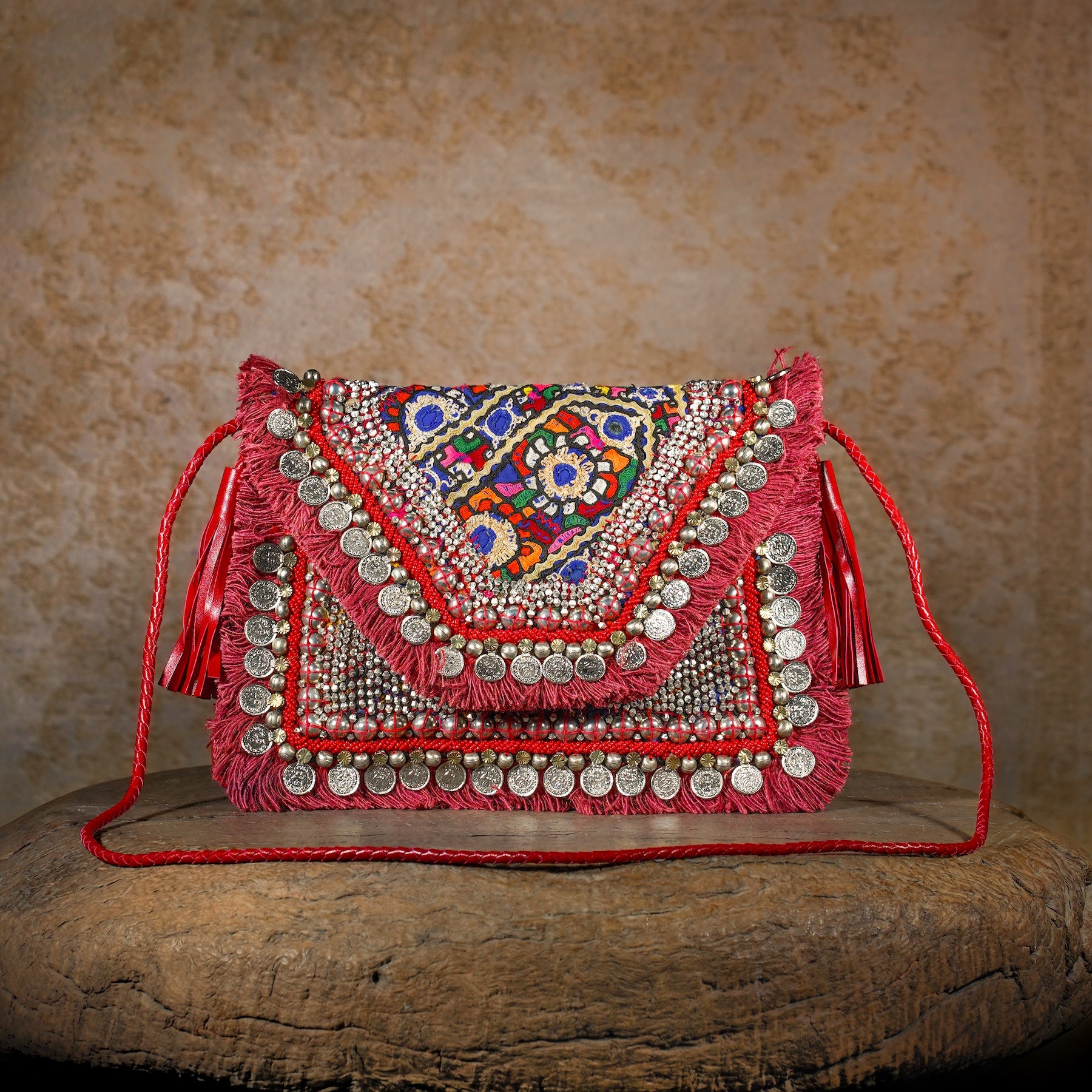 Burgundy Banjara Clutch 016