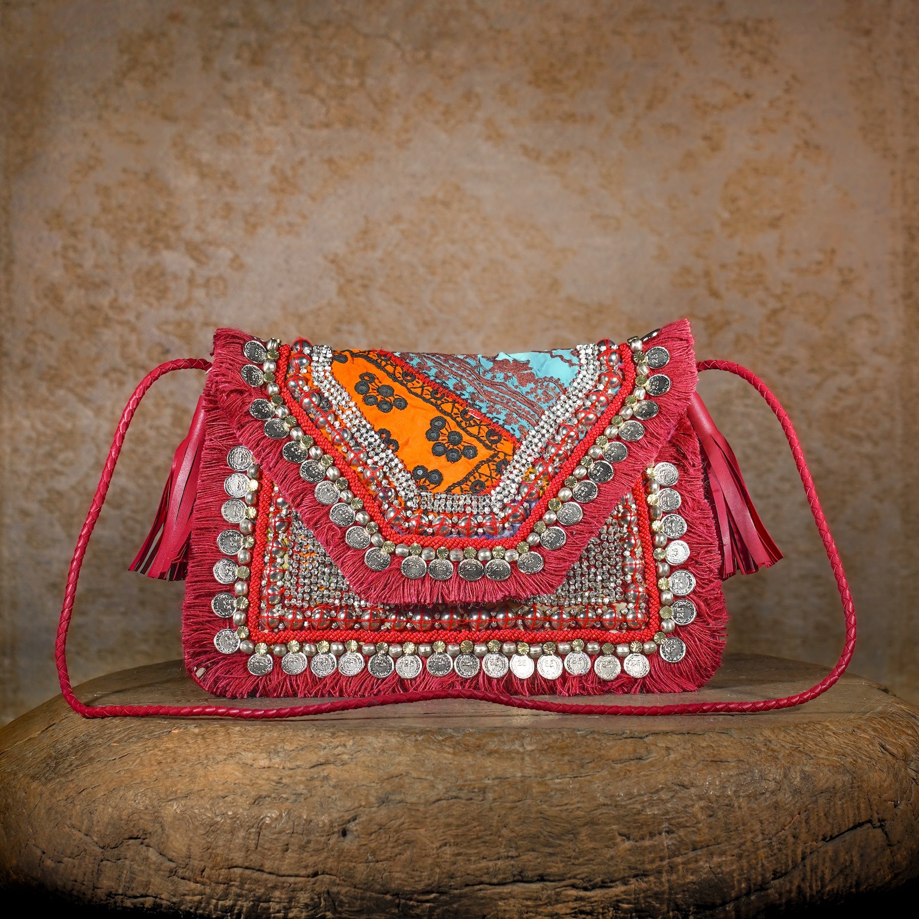 Burgundy Banjara Clutch 018