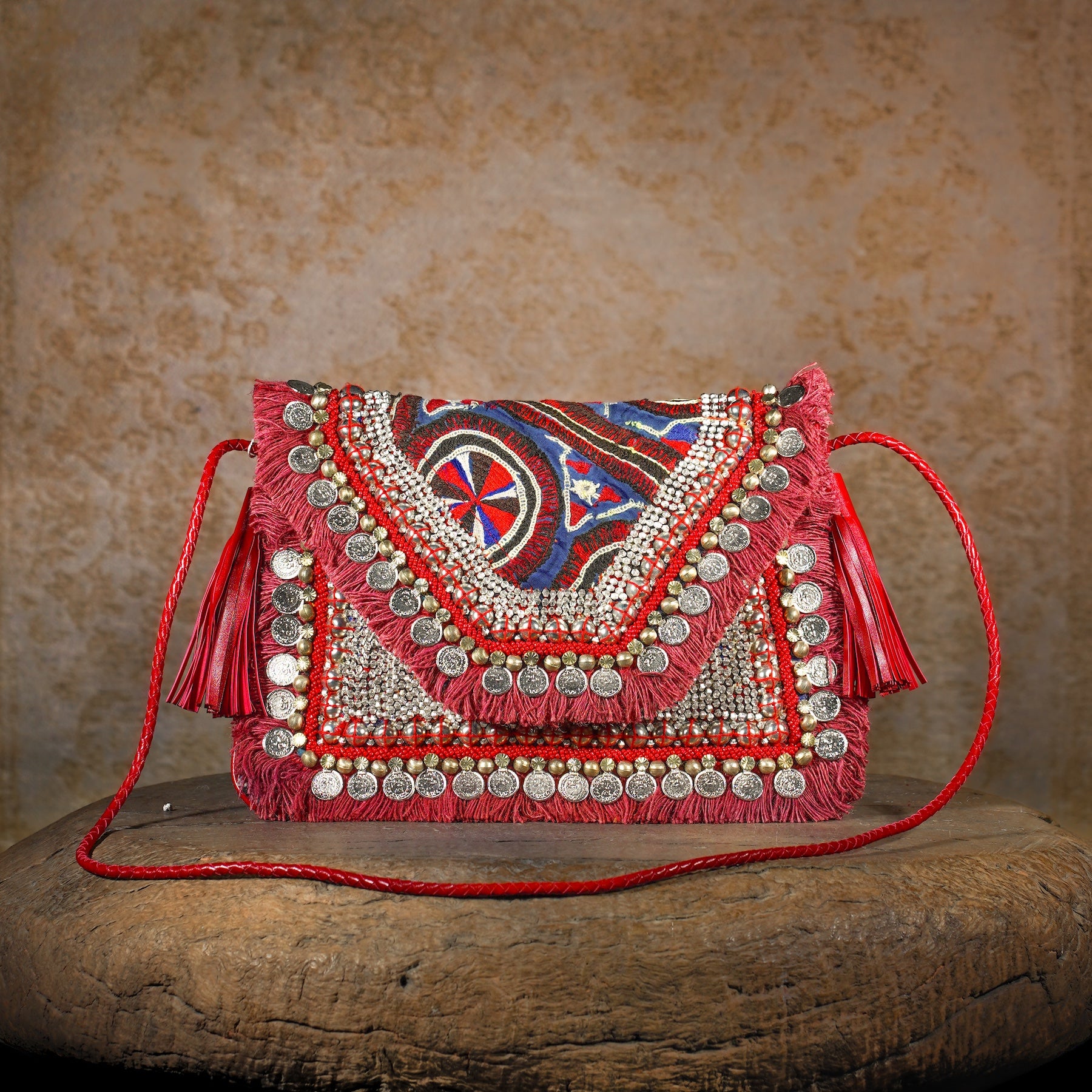 Burgundy Banjara Clutch 020