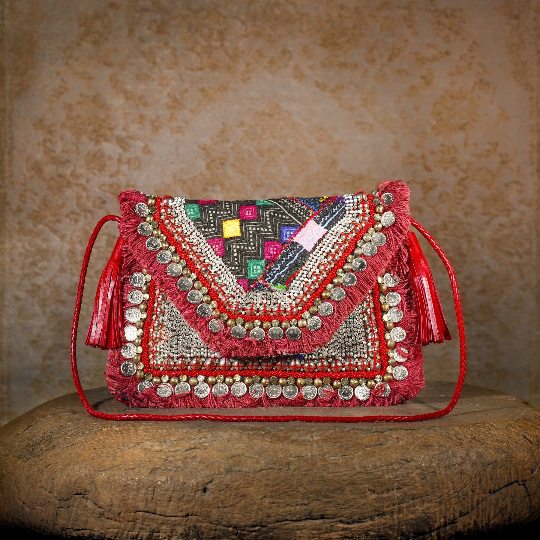 Burgundy Banjara Clutch 021