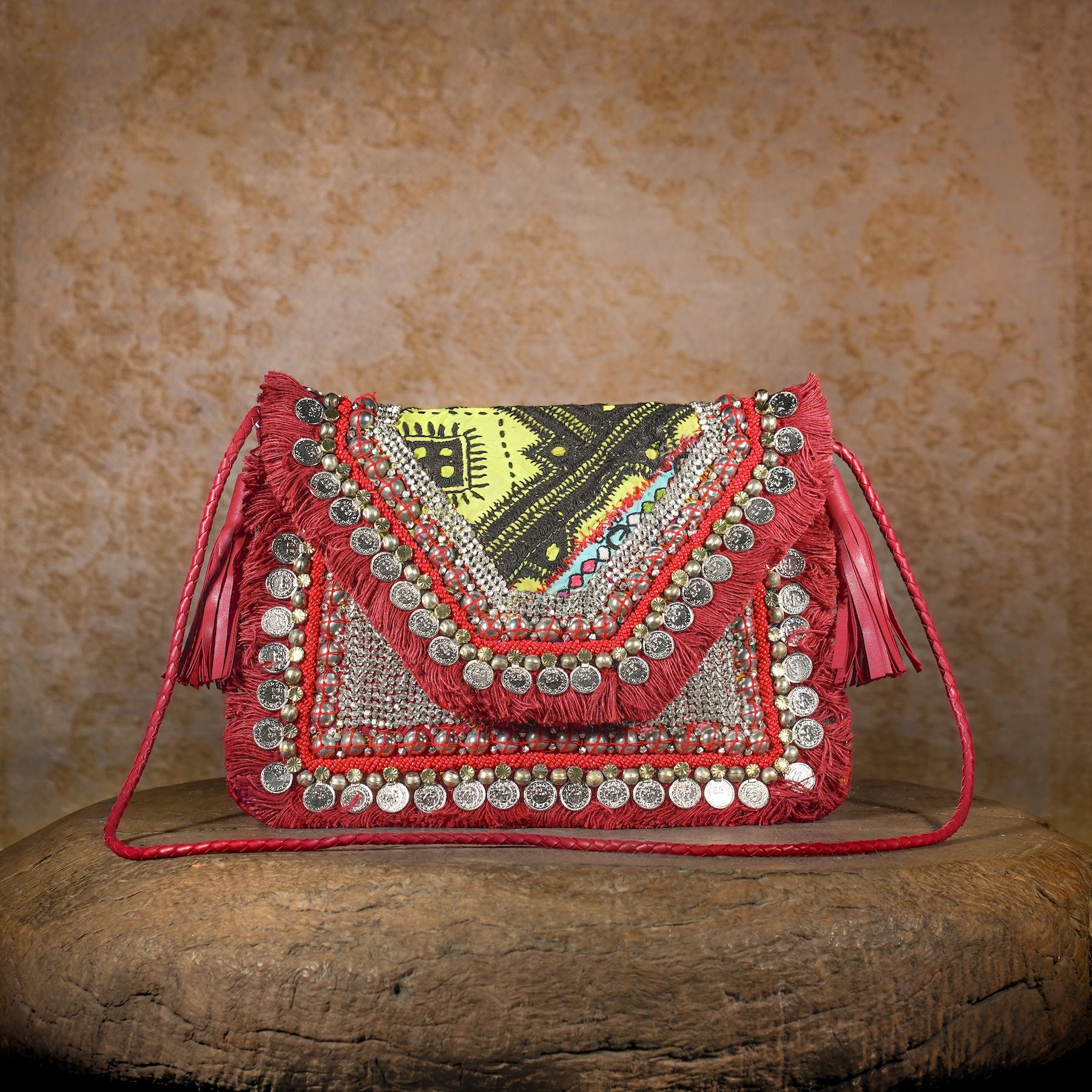 Burgundy Banjara Clutch 022
